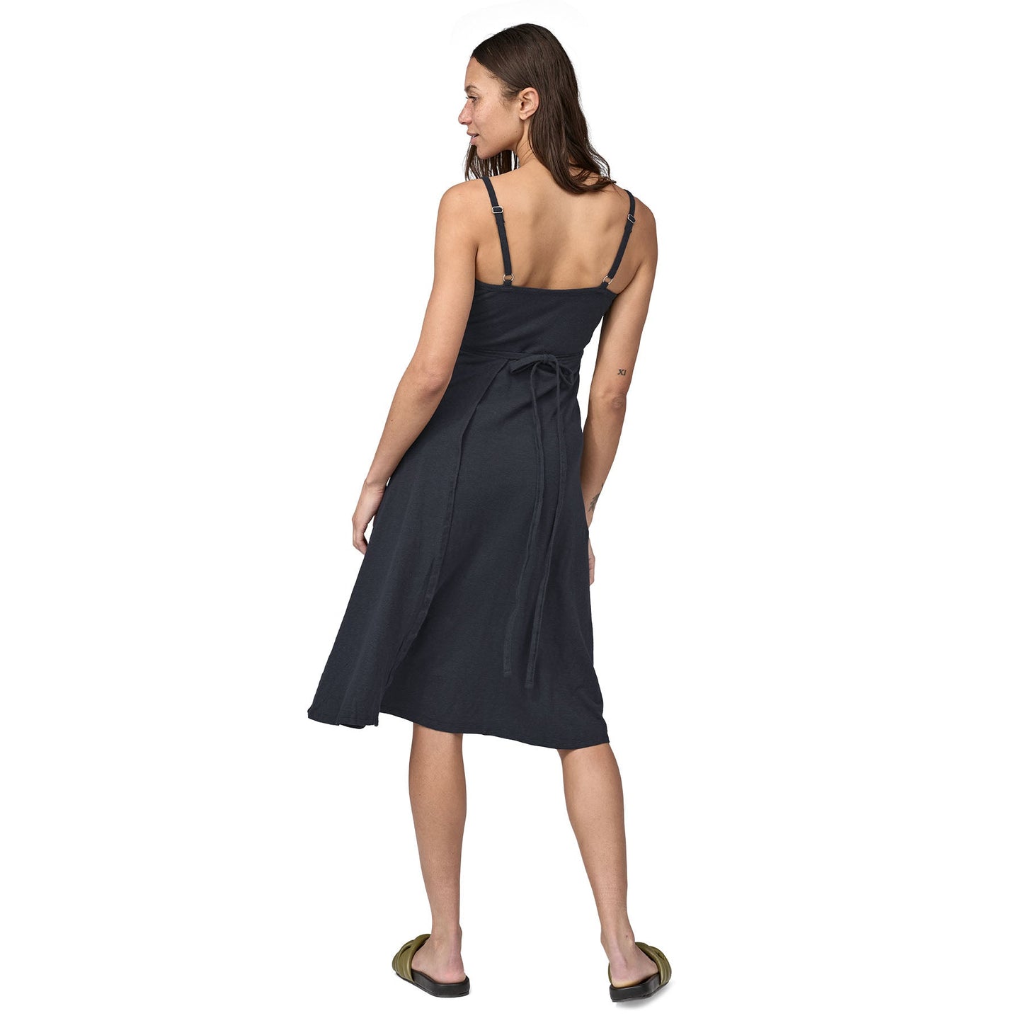 Robe portefeuille en chanvre et coton bio | Noir "wear with all dress pitch blue"