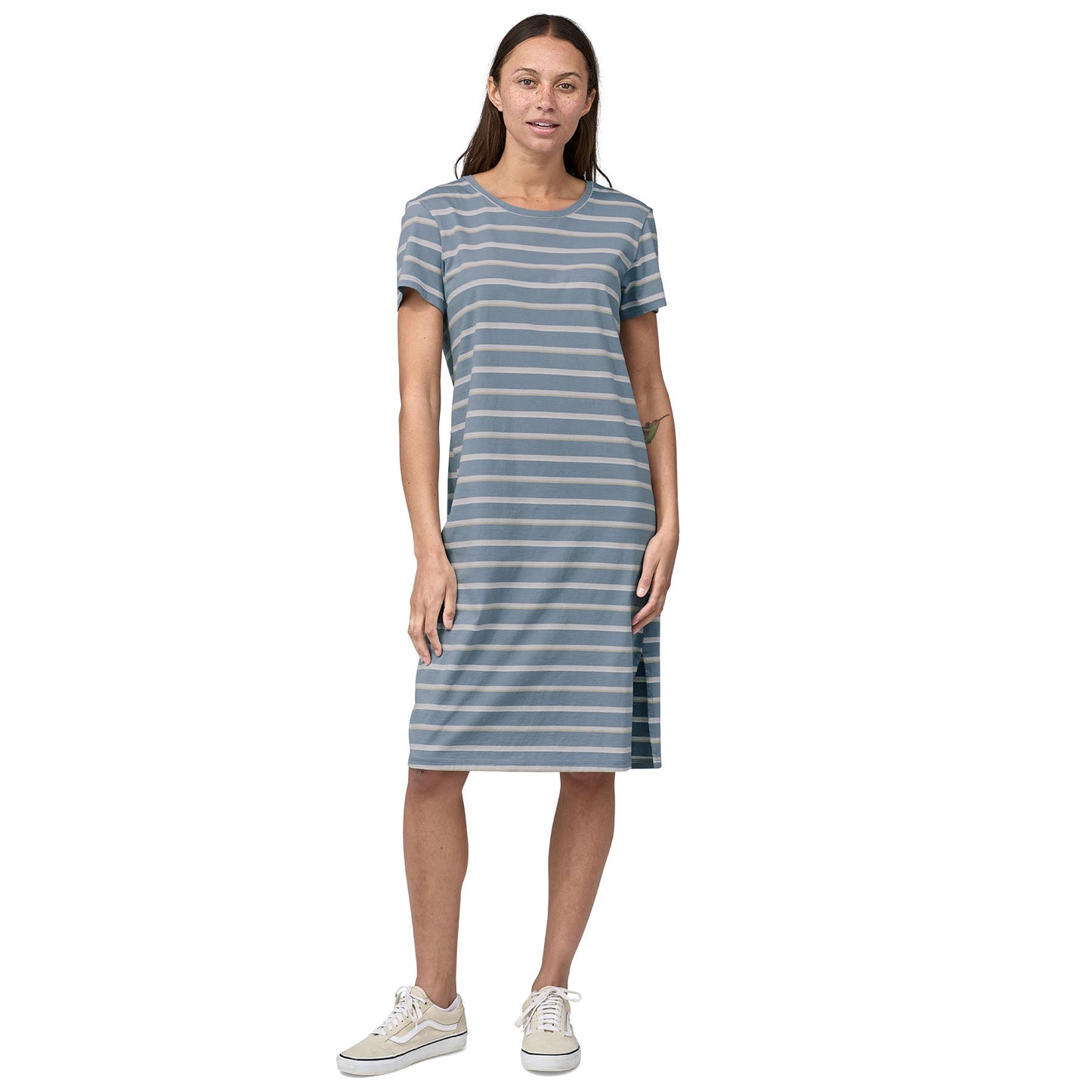 Robe bleue rayée en coton bio - t-shirt dress sunset stripe