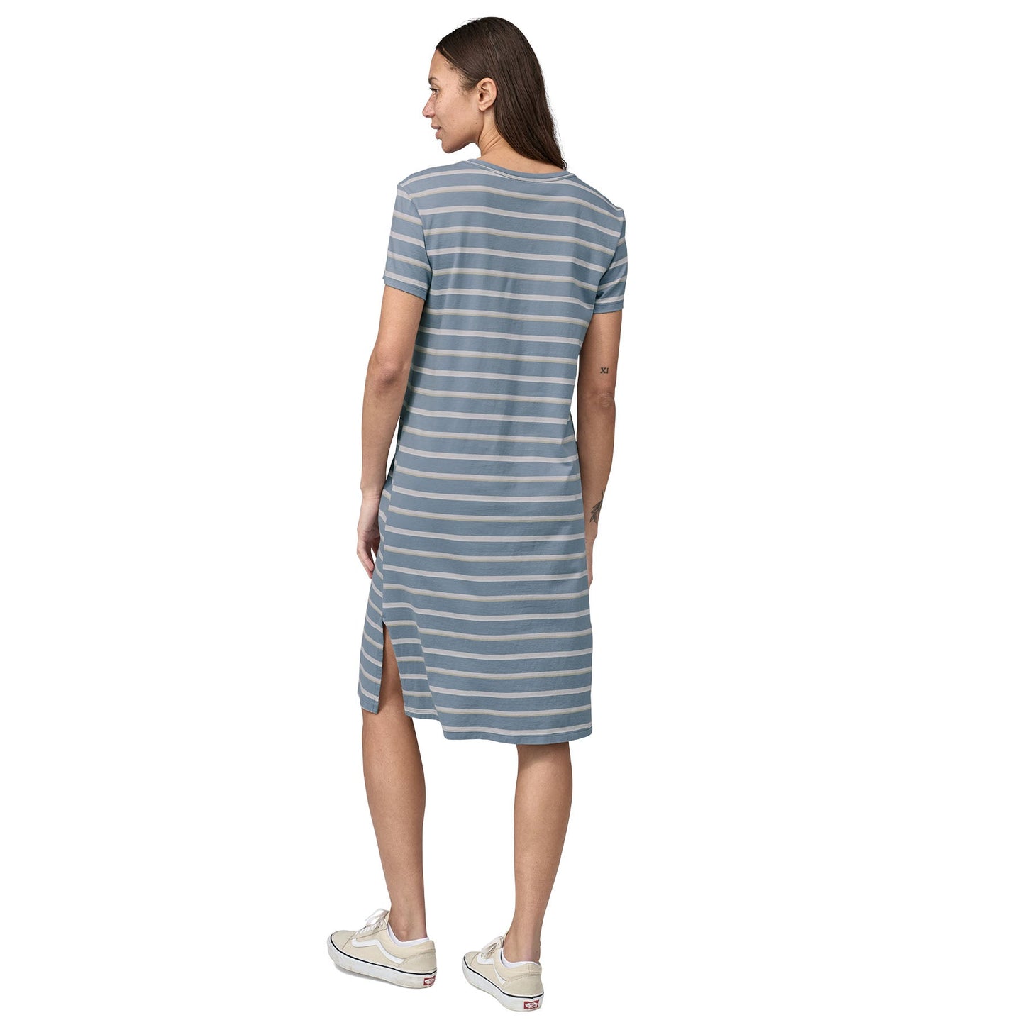 Robe bleue rayée en coton bio - t-shirt dress sunset stripe