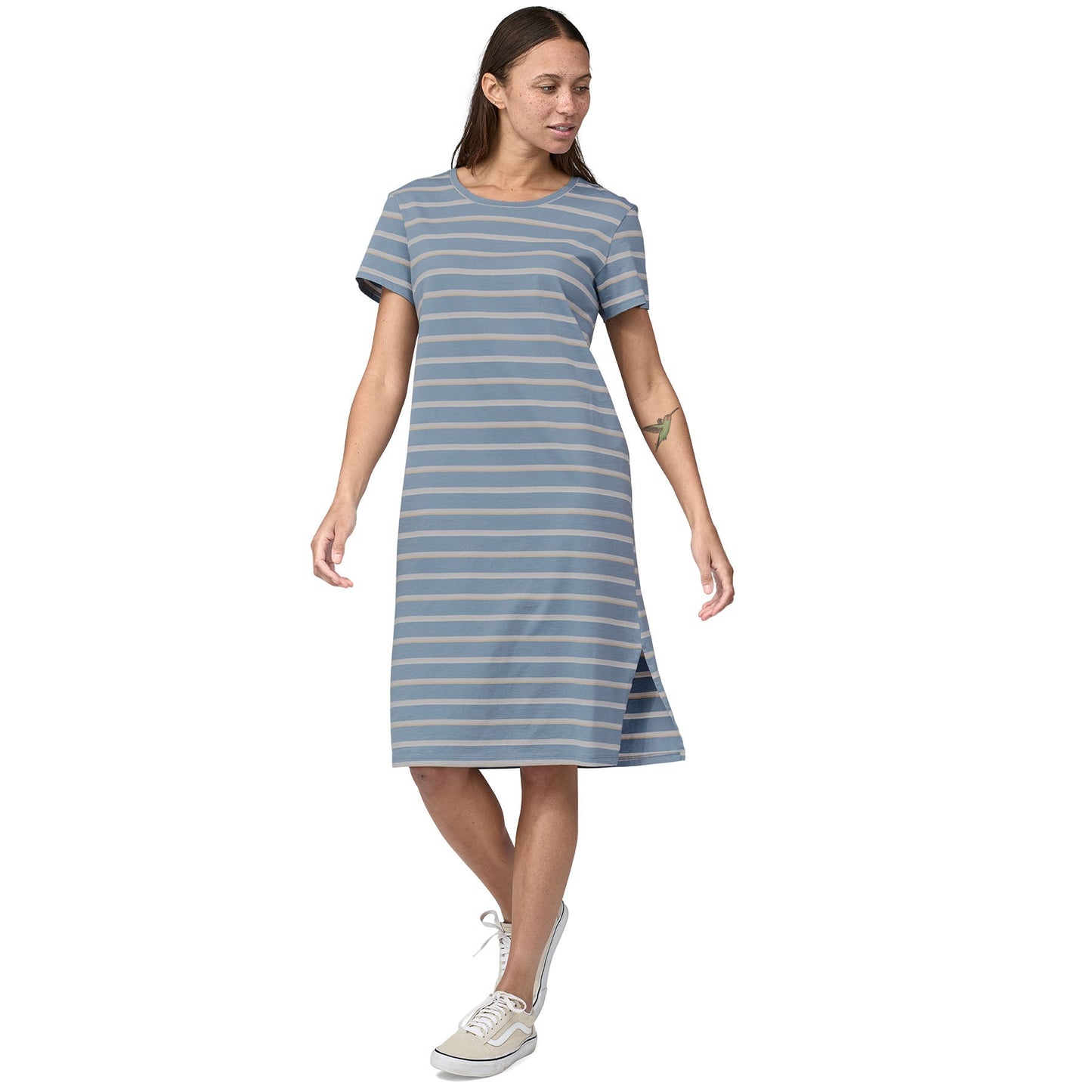 Robe bleue rayée en coton bio - t-shirt dress sunset stripe