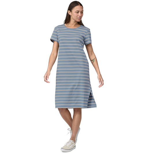 Robe bleue rayée en coton bio - t-shirt dress sunset stripe