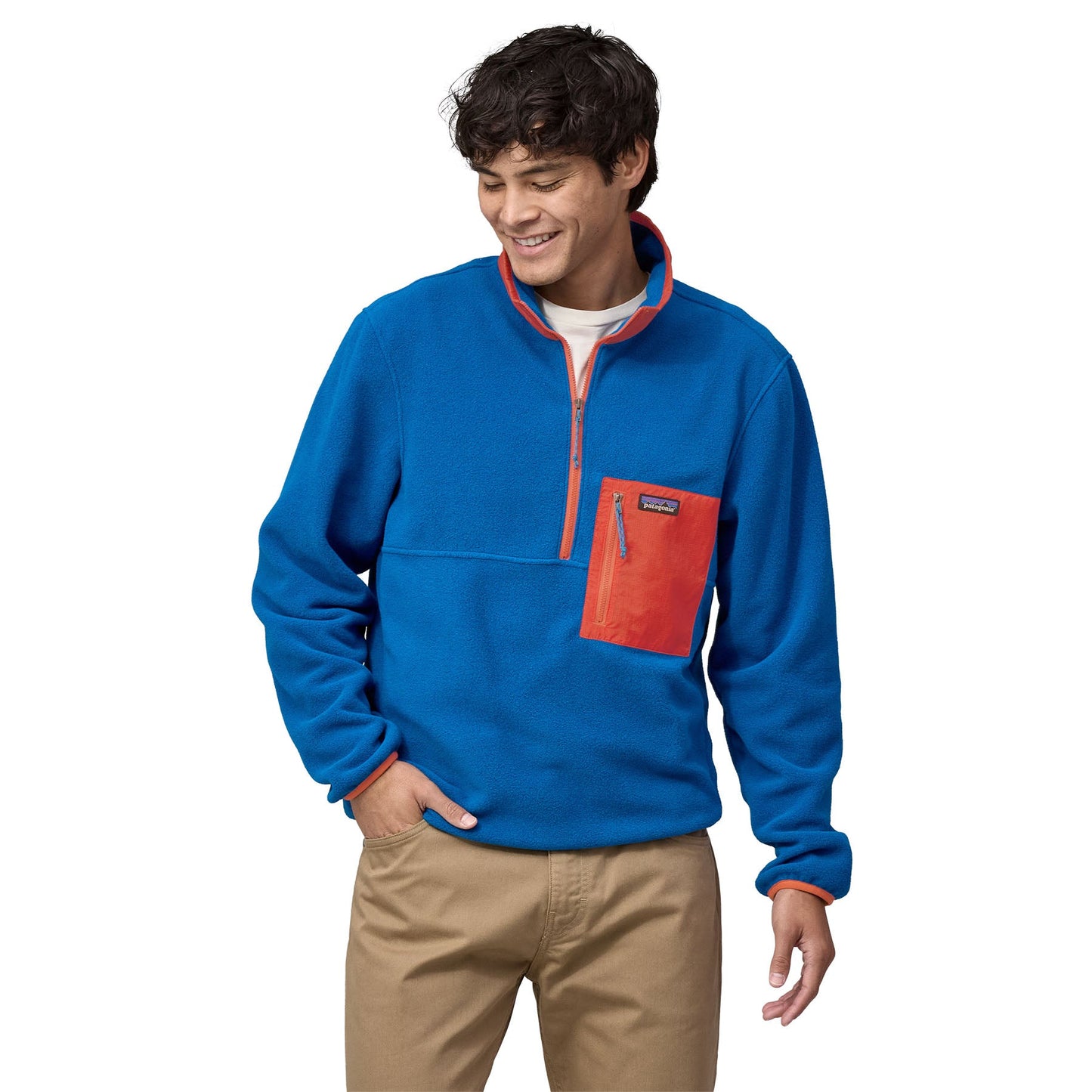 Polaire col zippé en recyclé | Bicolore "microdini 1/2 zip p/o endless blue"