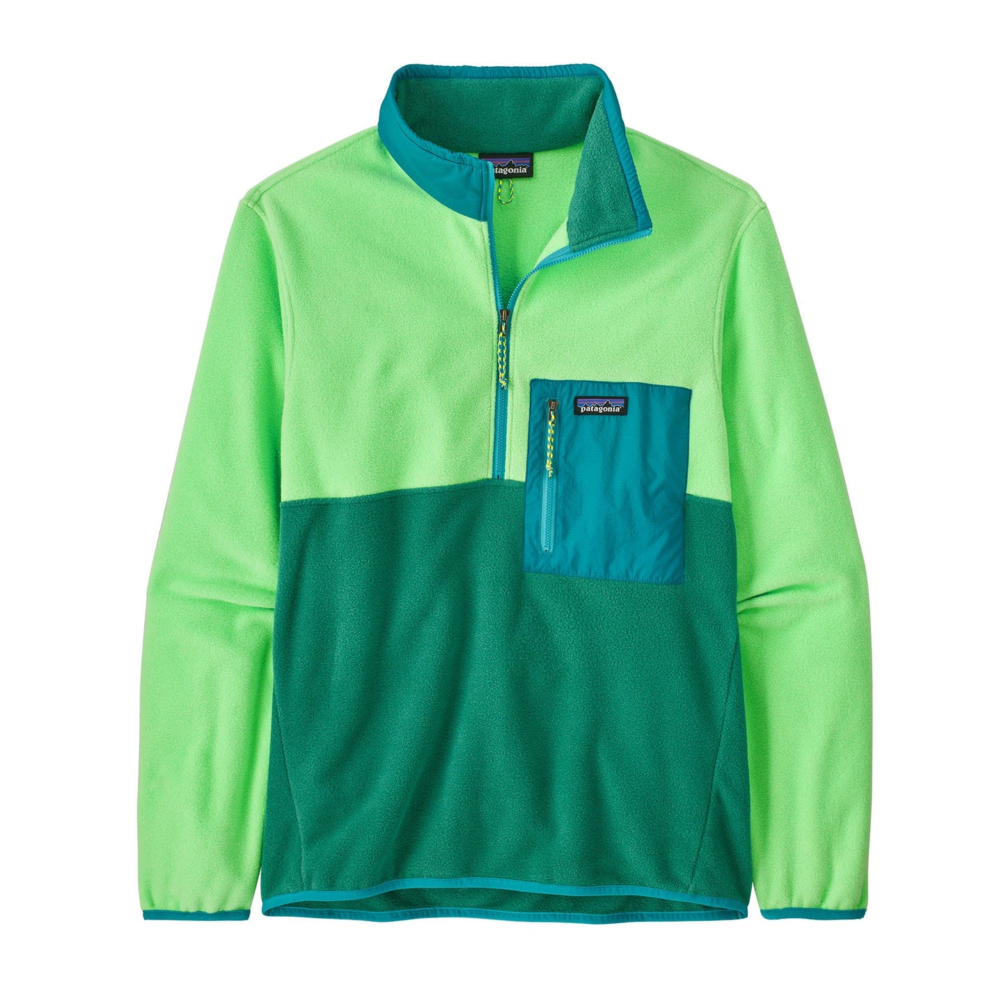 Polaire col zippé en recyclé | Tricolore "microdini 1/2 zip p/o gather green"