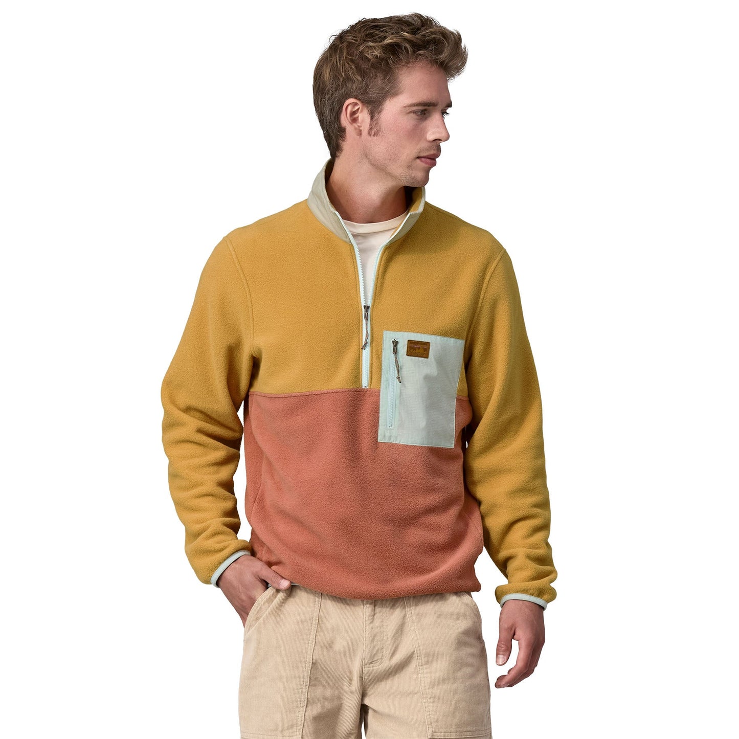 Polaire col zippé en recyclé | Tricolore "microdini 1/2 zip p/o sienna clay"