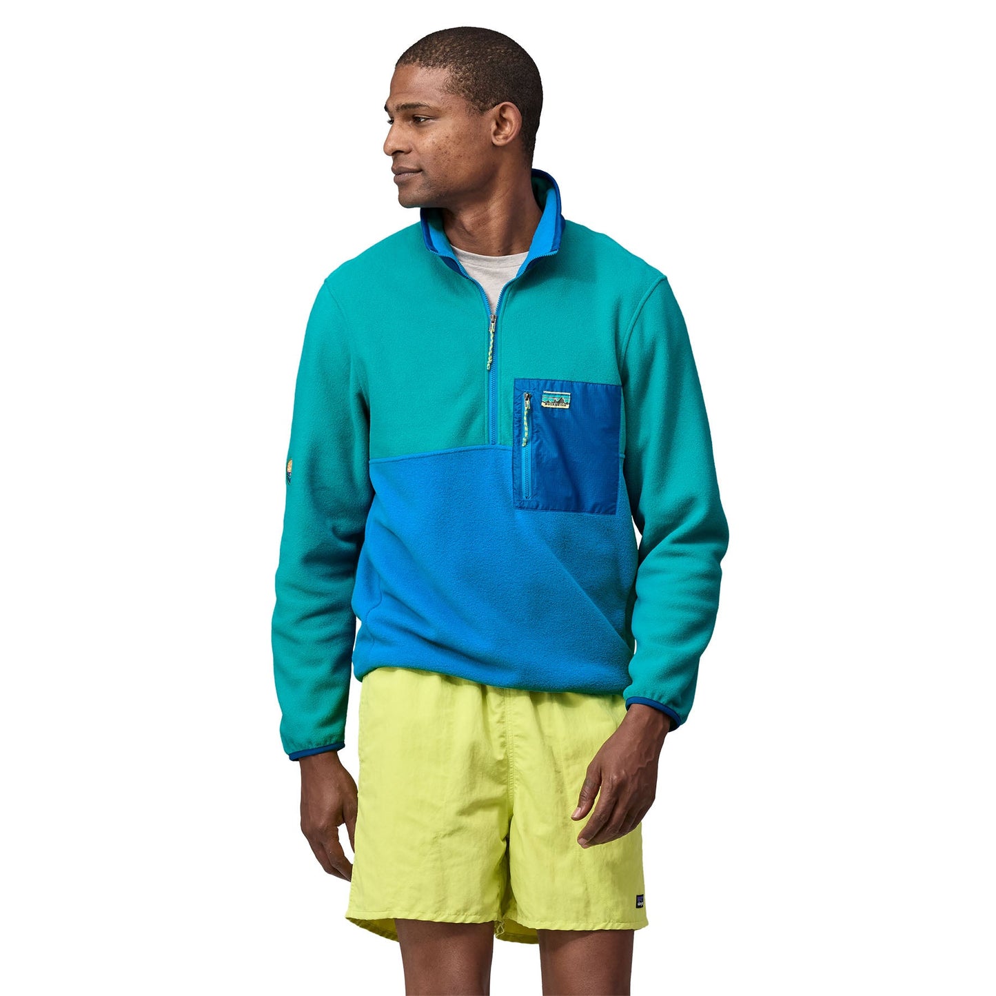 Polaire col zippé en recyclé | Tricolore "microdini 1/2 zip p/o vessel blue"