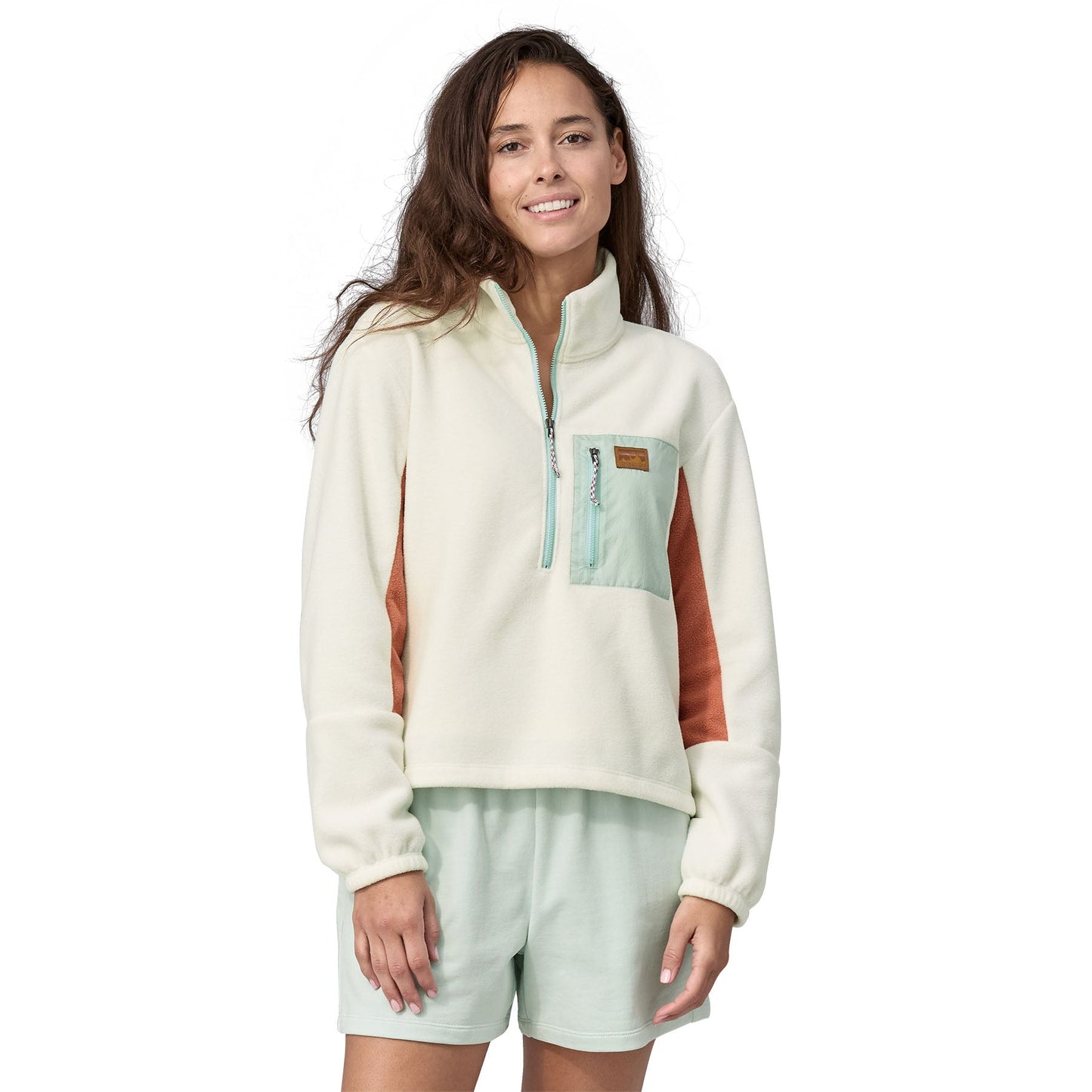 Polaire col zippé en matière recyclée | Écru "microdini 1/2 zip birch white"