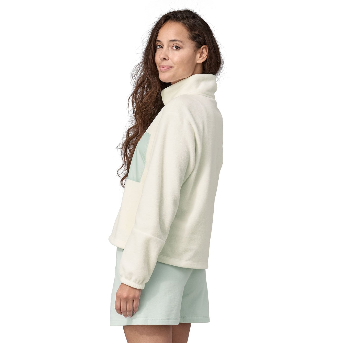 Polaire col zippé en matière recyclée | Écru "microdini 1/2 zip birch white"