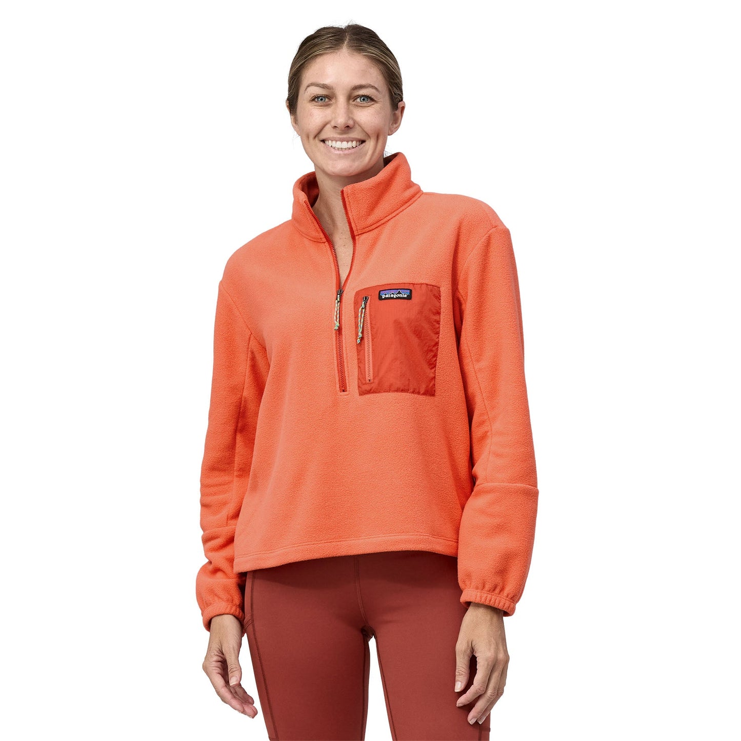 Polaire col zippé en matière recyclée | Corail "microdini 1/2 zip coho coral"