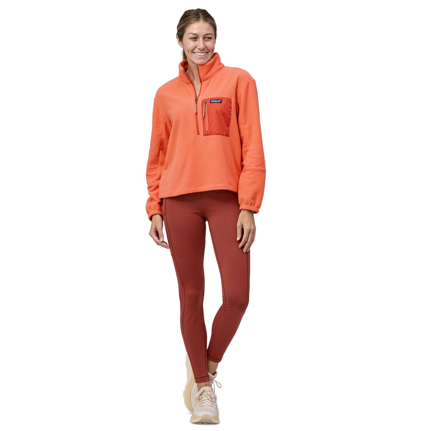 Polaire col zippé en matière recyclée | Corail "microdini 1/2 zip coho coral"
