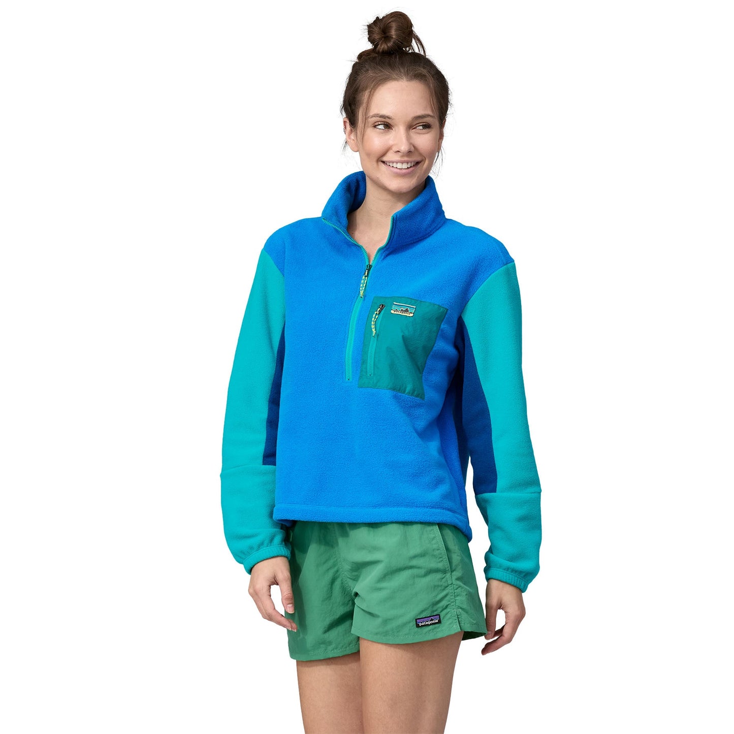 Polaire col zippé en matière recyclée | Tricolore "microdini 1/2 zip vessel blue"