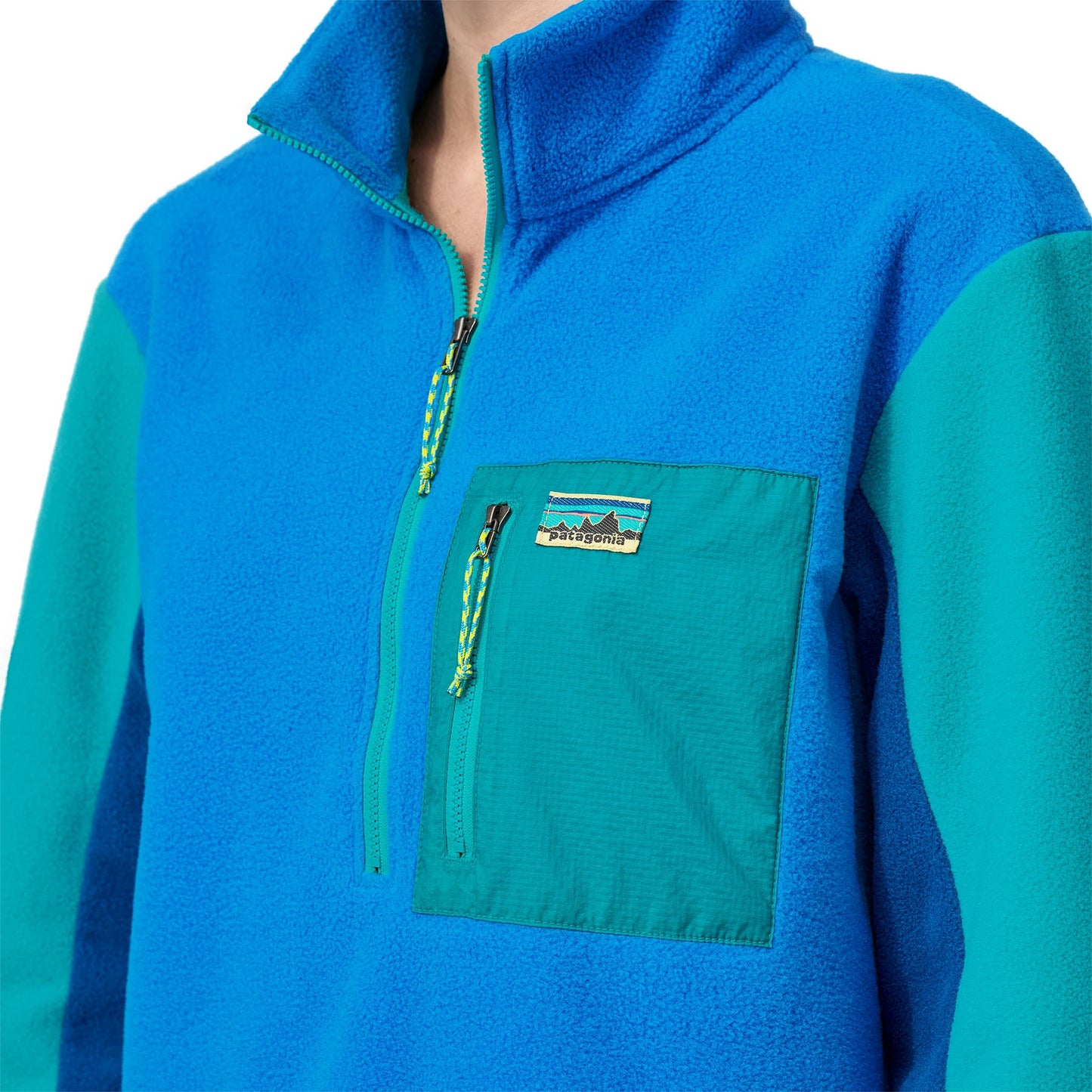 Polaire col zippé en matière recyclée | Tricolore "microdini 1/2 zip vessel blue"