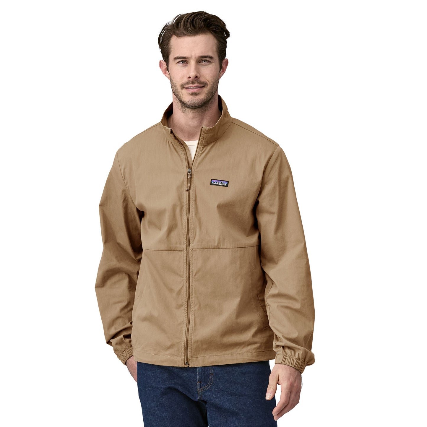 Veste coupe-vent en coton bio et nylon recyclé | beige "nomader jkt - slab khaki"