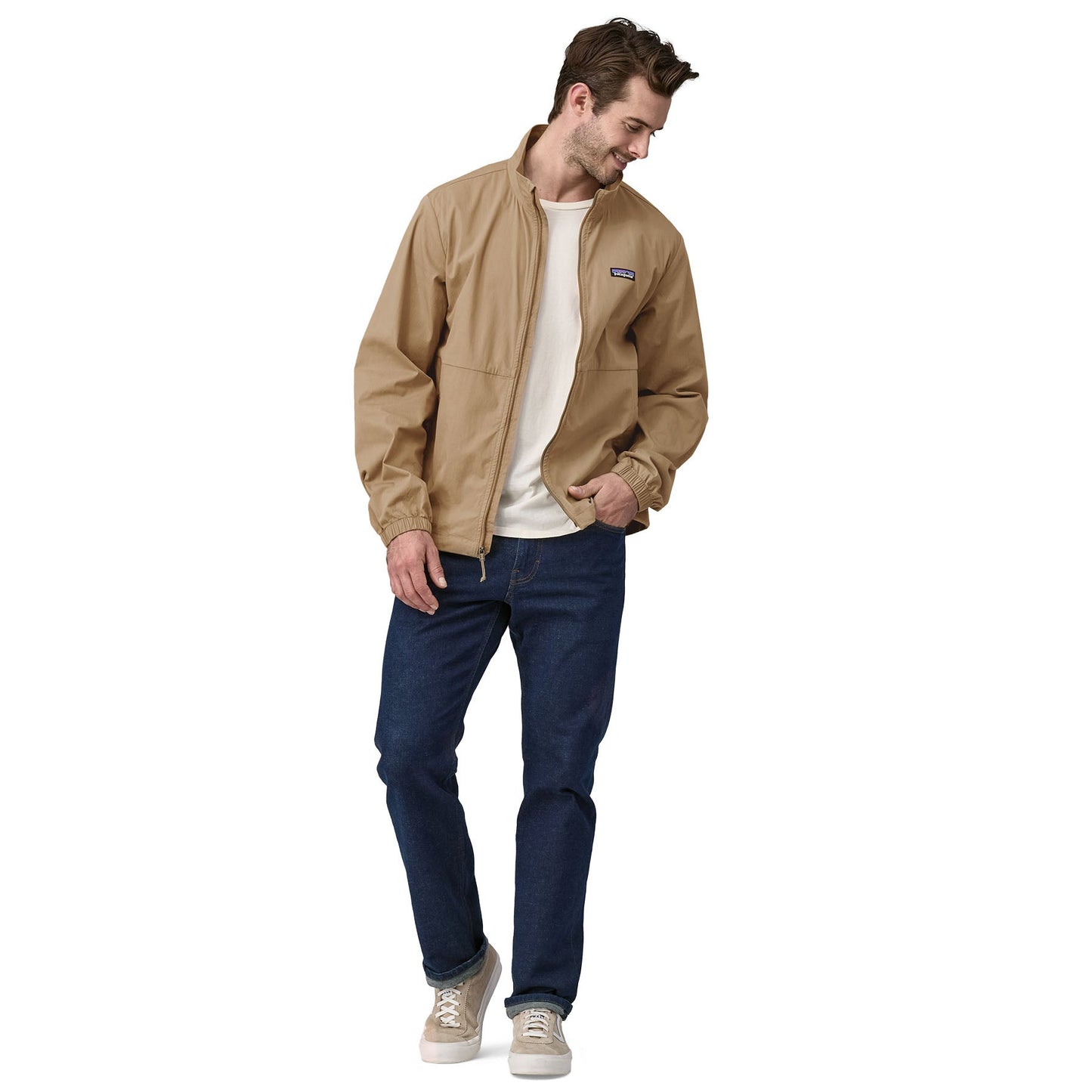 Veste coupe-vent en coton bio et nylon recyclé | beige "nomader jkt - slab khaki"
