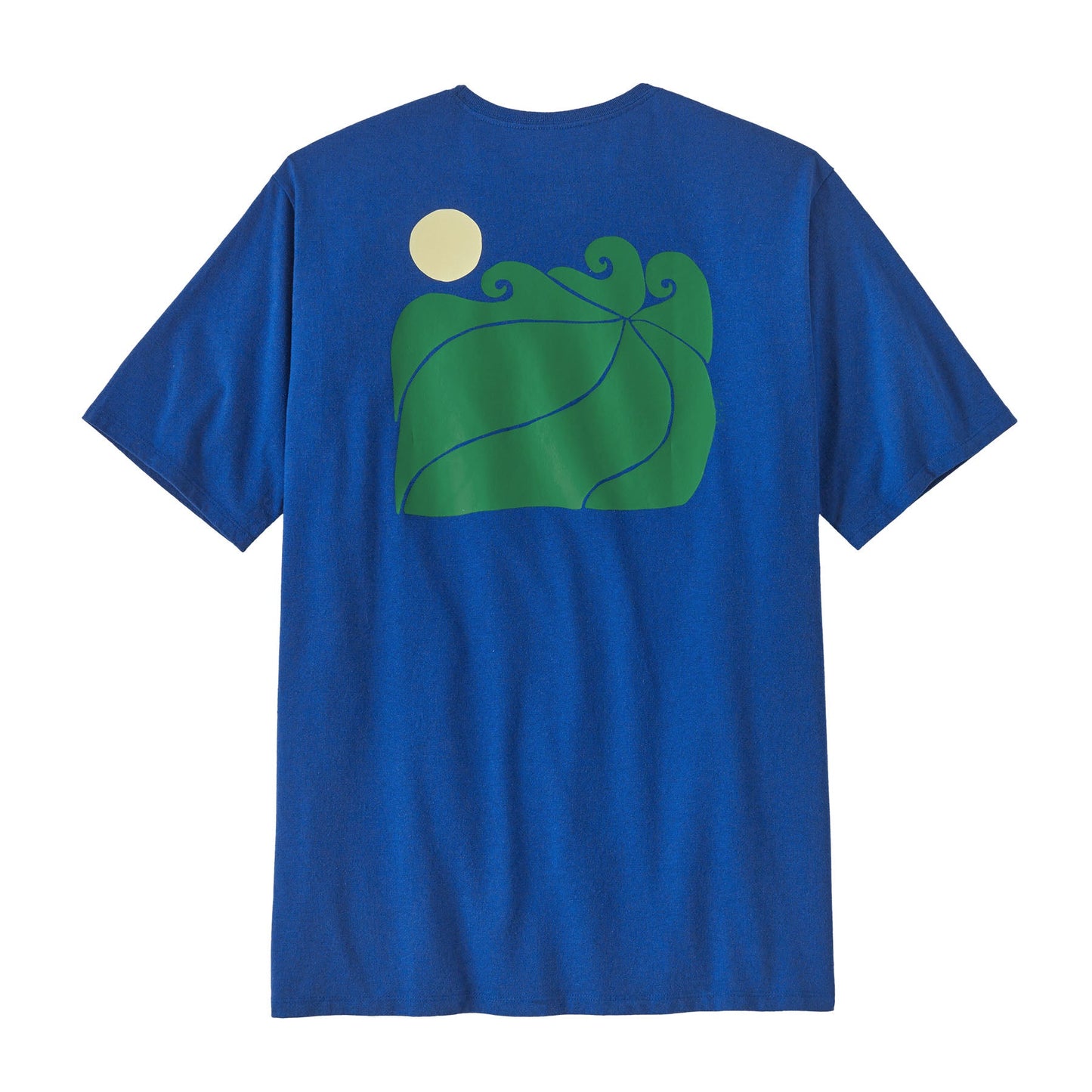T-shirt en matières recyclées | Bleu à motif imprimé "sunrise rollers endless blue"