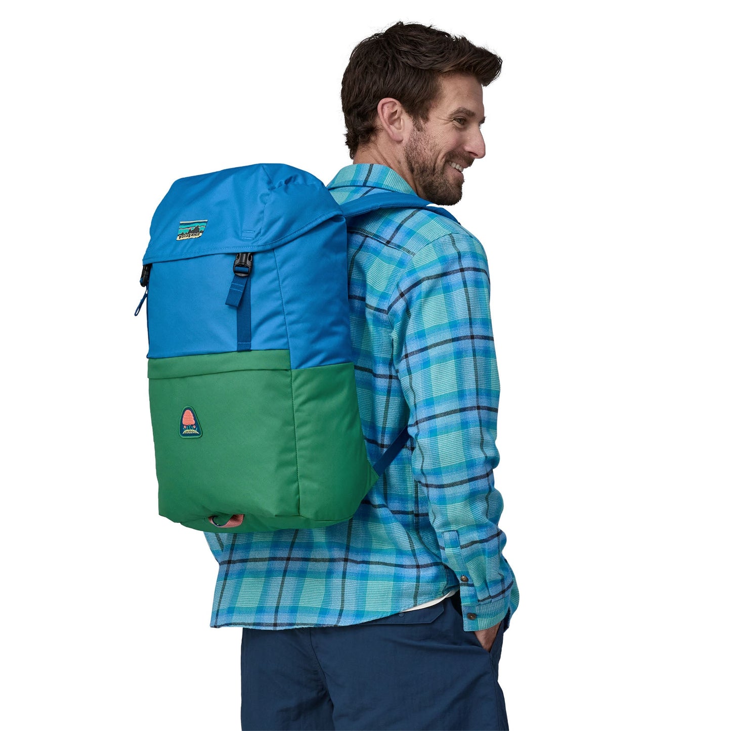 Sac à dos 28L en matière recyclée | Bleu et vert "fieldsmith lid pack gather green"