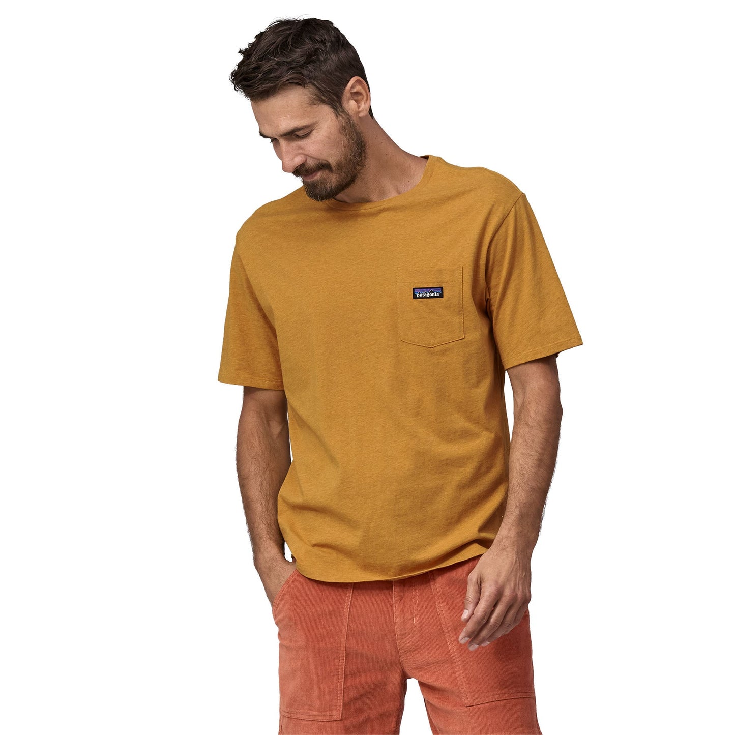 T-shirt en coton en conversion | Marron "daily pocket tee pufferfish gold"