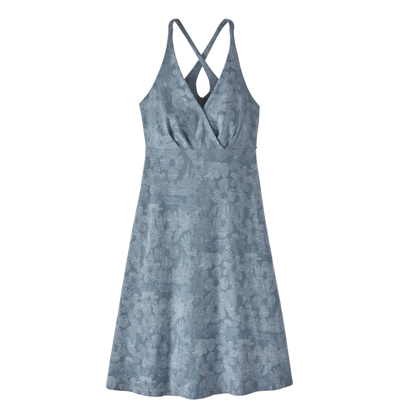 Robe courte en coton bio | Bleu imprimé "amber dawn dress light plume grey"