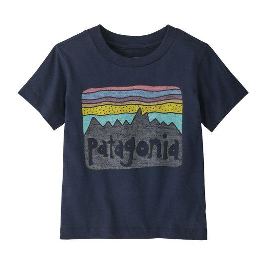 T-shirt imprimé en coton bio | bleu "baby fitz roy skies t-shirt new navy"