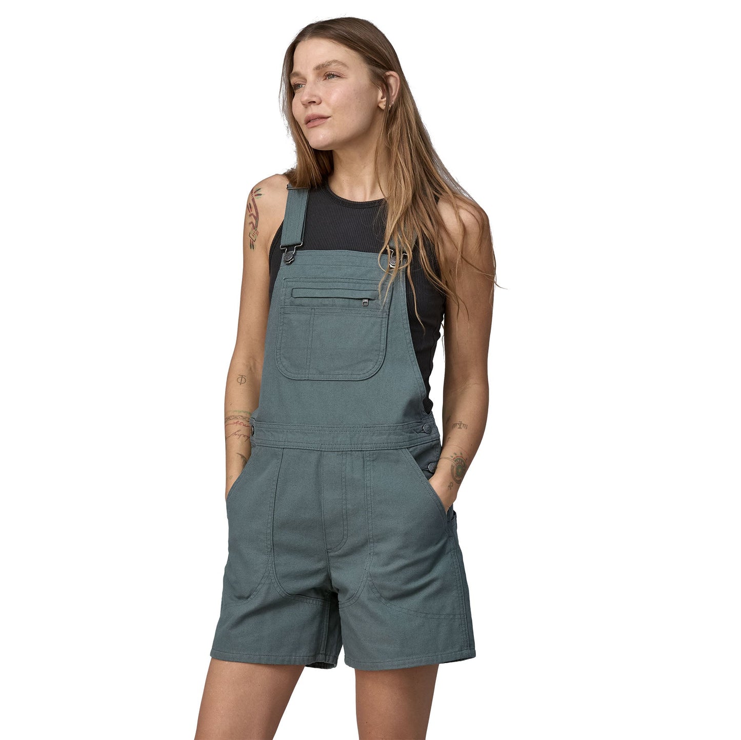 Salopette short en coton bio | Vert "stand up overalls nouveau green"