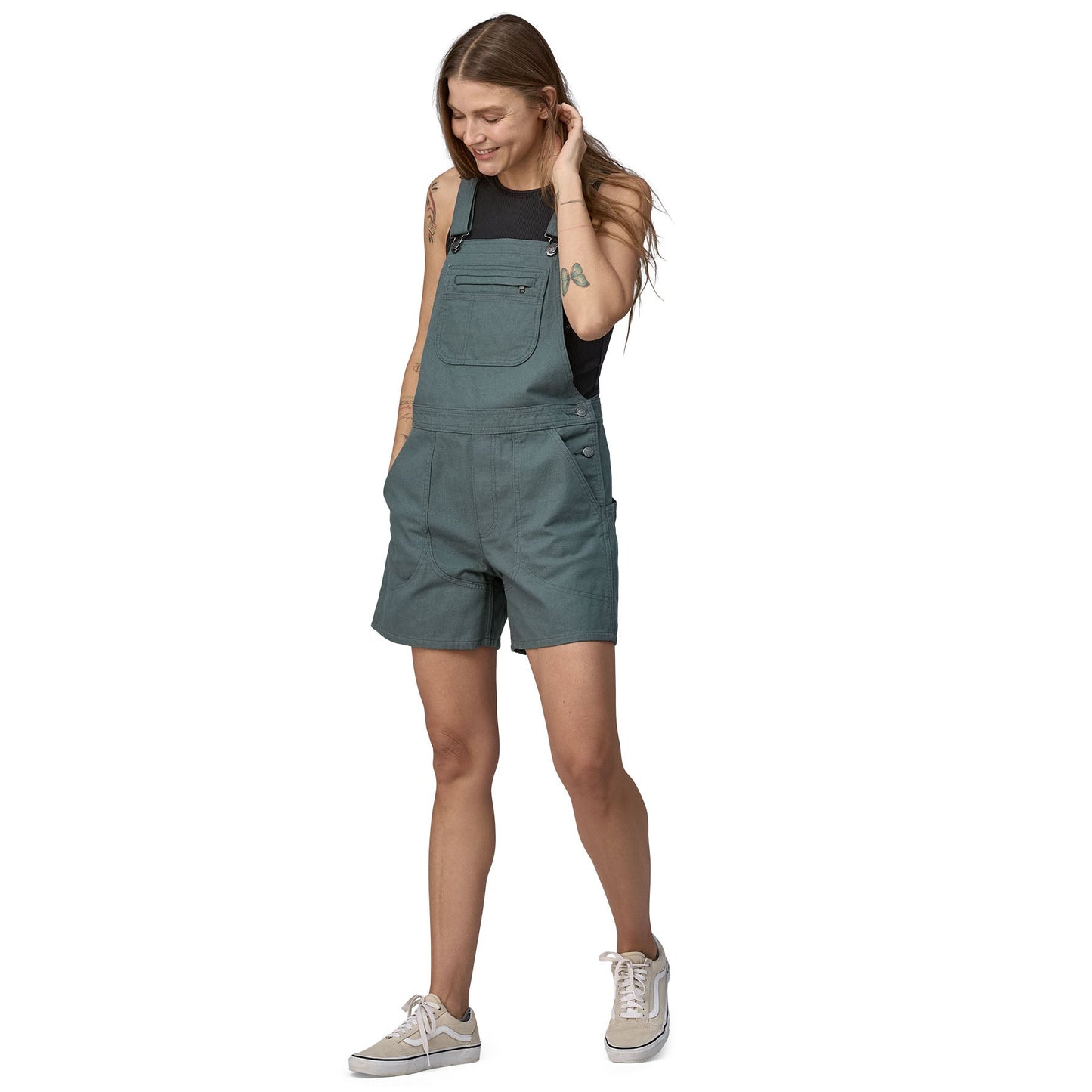 Salopette short en coton bio | Vert "stand up overalls nouveau green"