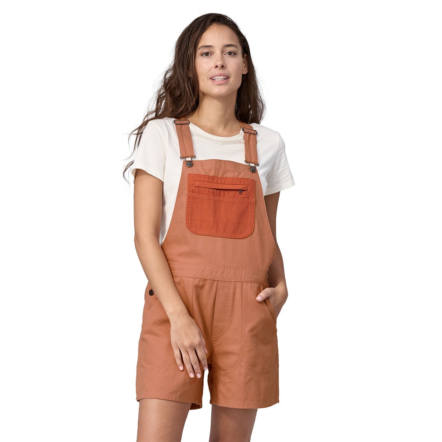 Salopette short en coton bio | Vieux rose "stand up overalls terra pink"