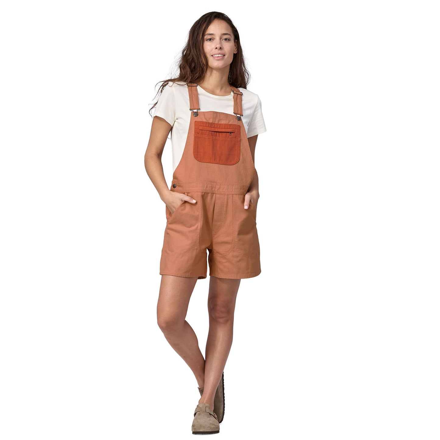 Salopette short en coton bio | Vieux rose "stand up overalls terra pink"