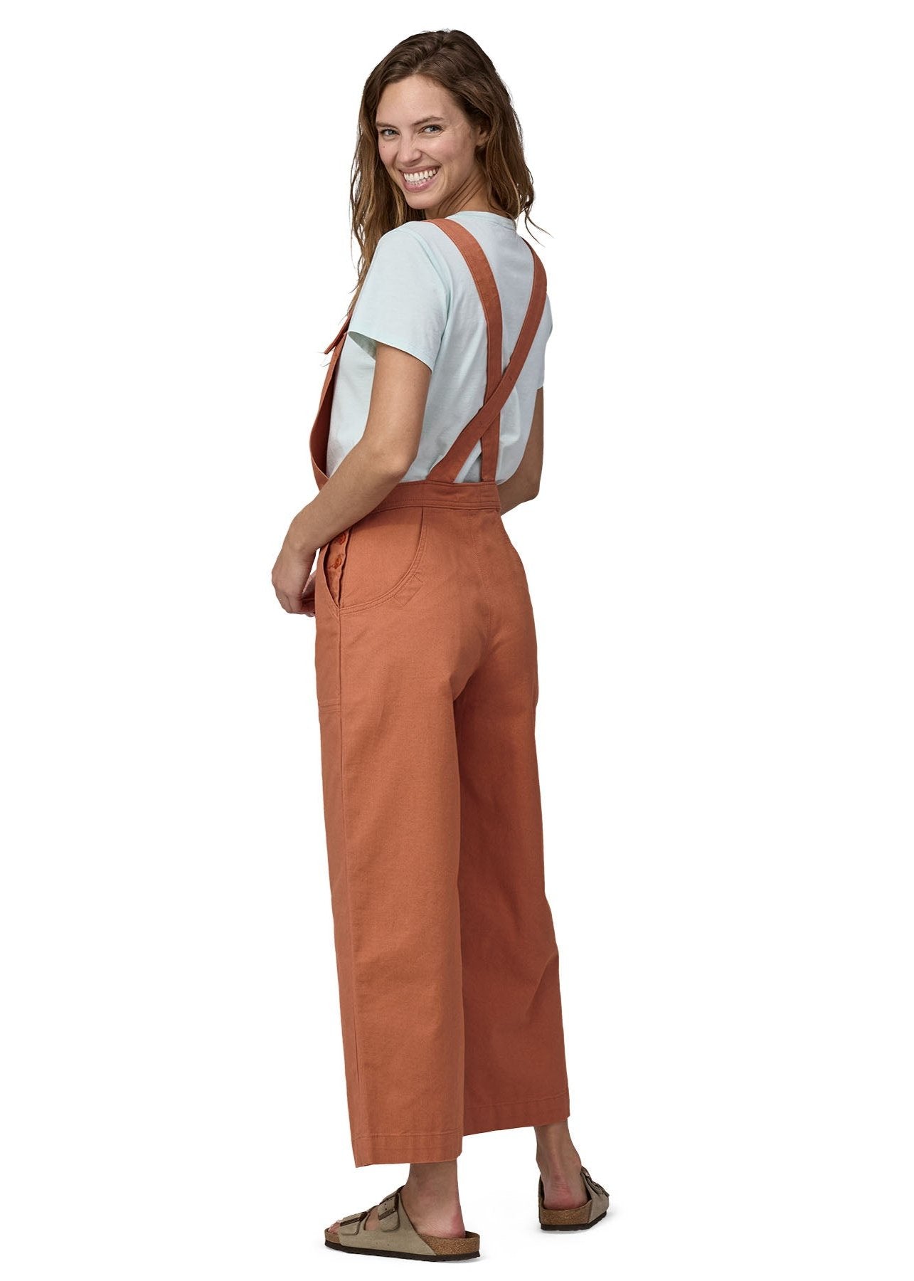 Salopette en coton bio | terracotta "stand up cropped overalls sienna clay"