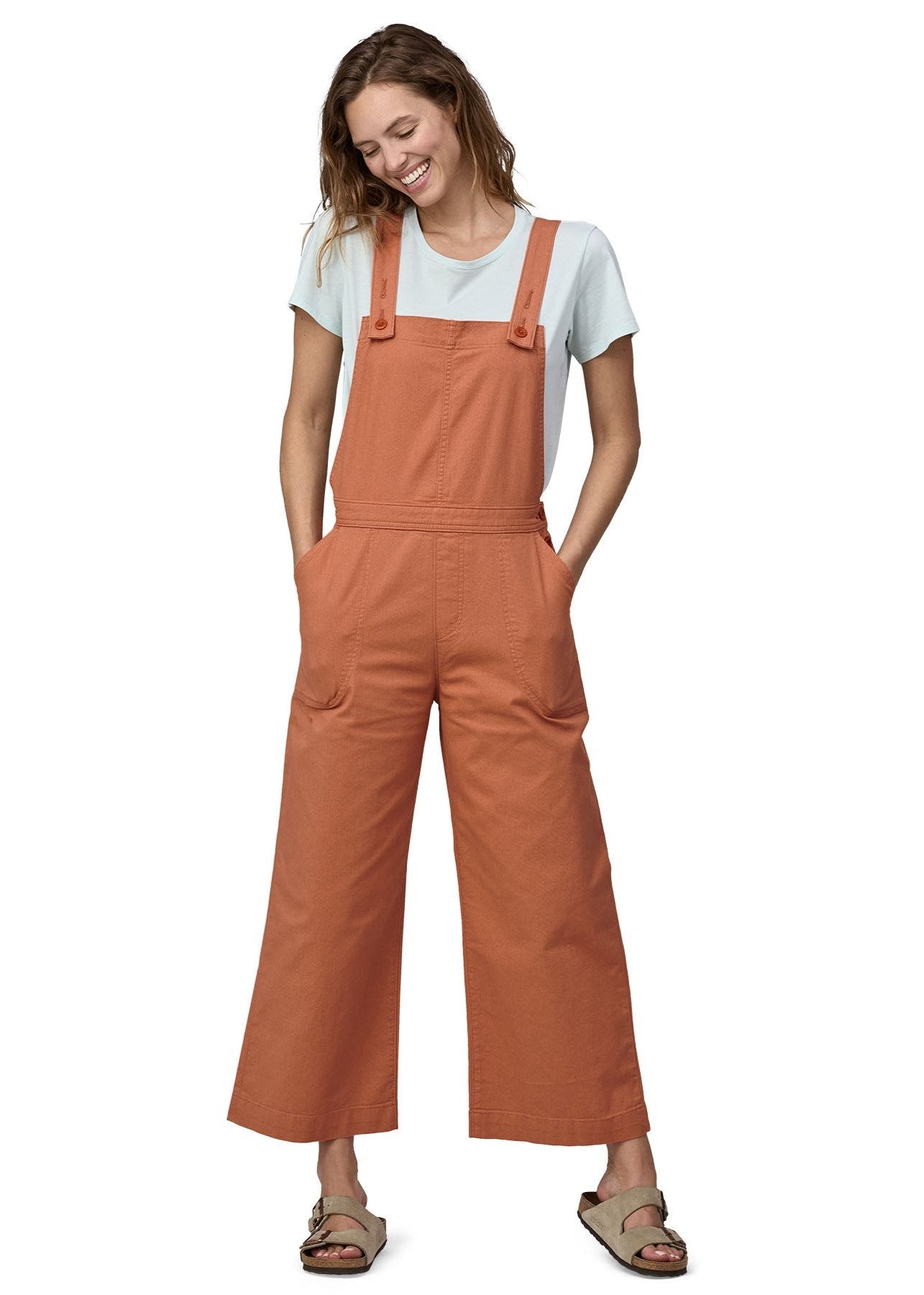 Salopette en coton bio | terracotta "stand up cropped overalls sienna clay"