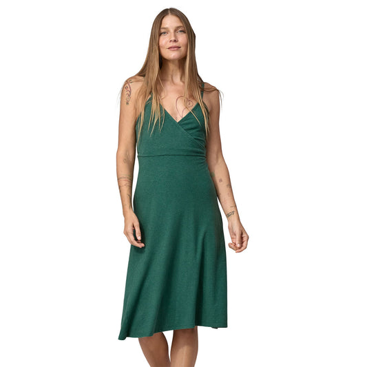 Robe portefeuille en chanvre et coton bio | Vert "wear with all dress conifer green"