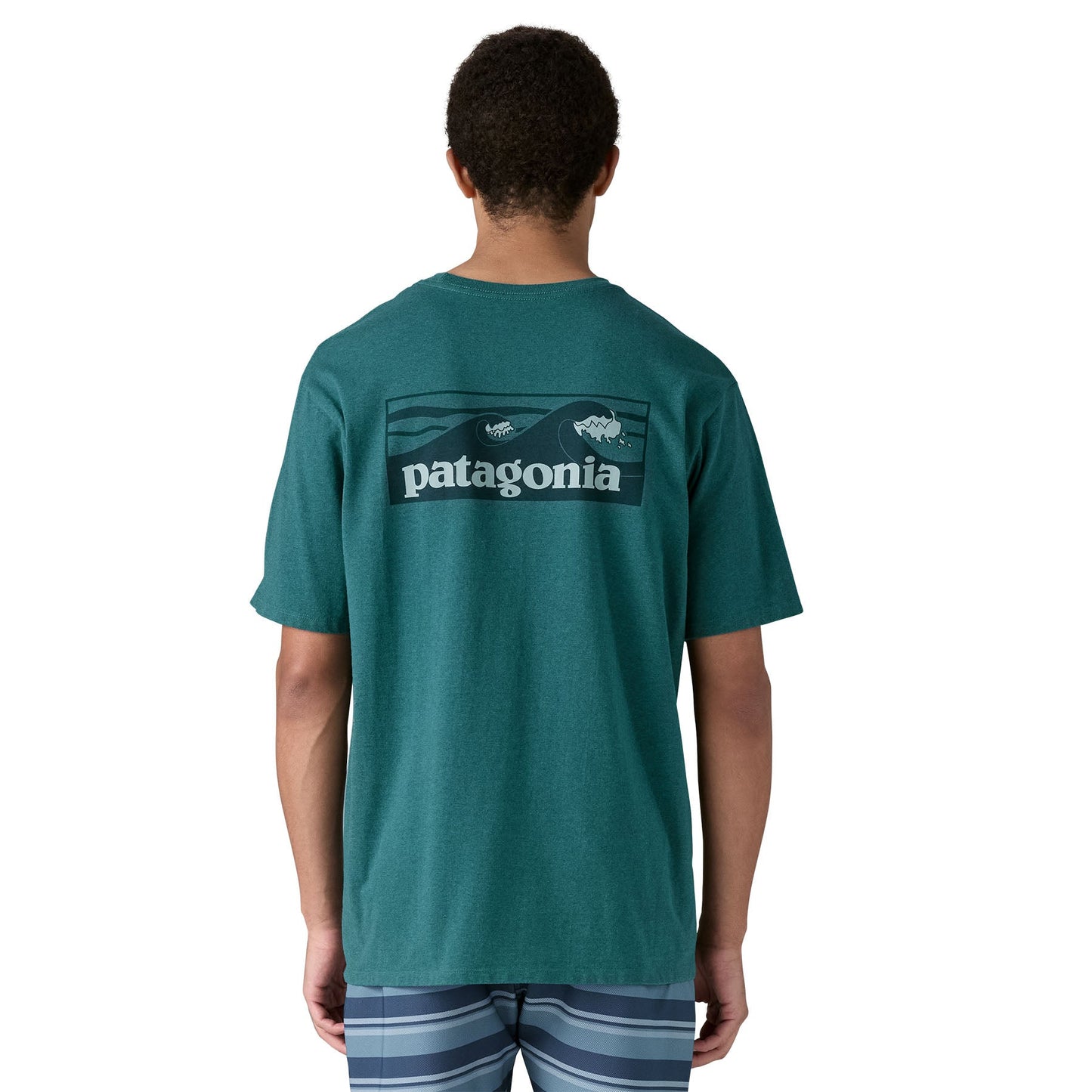 T-shirt imprimé en matières recyclées | bleu "boardshort logo pocket responsibili-tee - wetland blue"
