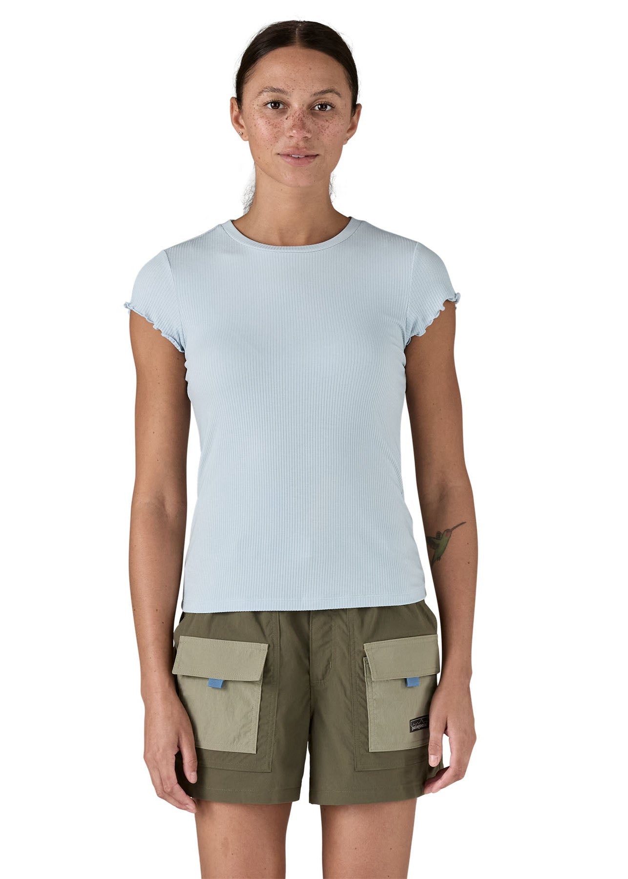 T-shirt côtelé en tencel | bleu ciel "rib knit top - fleck blue"