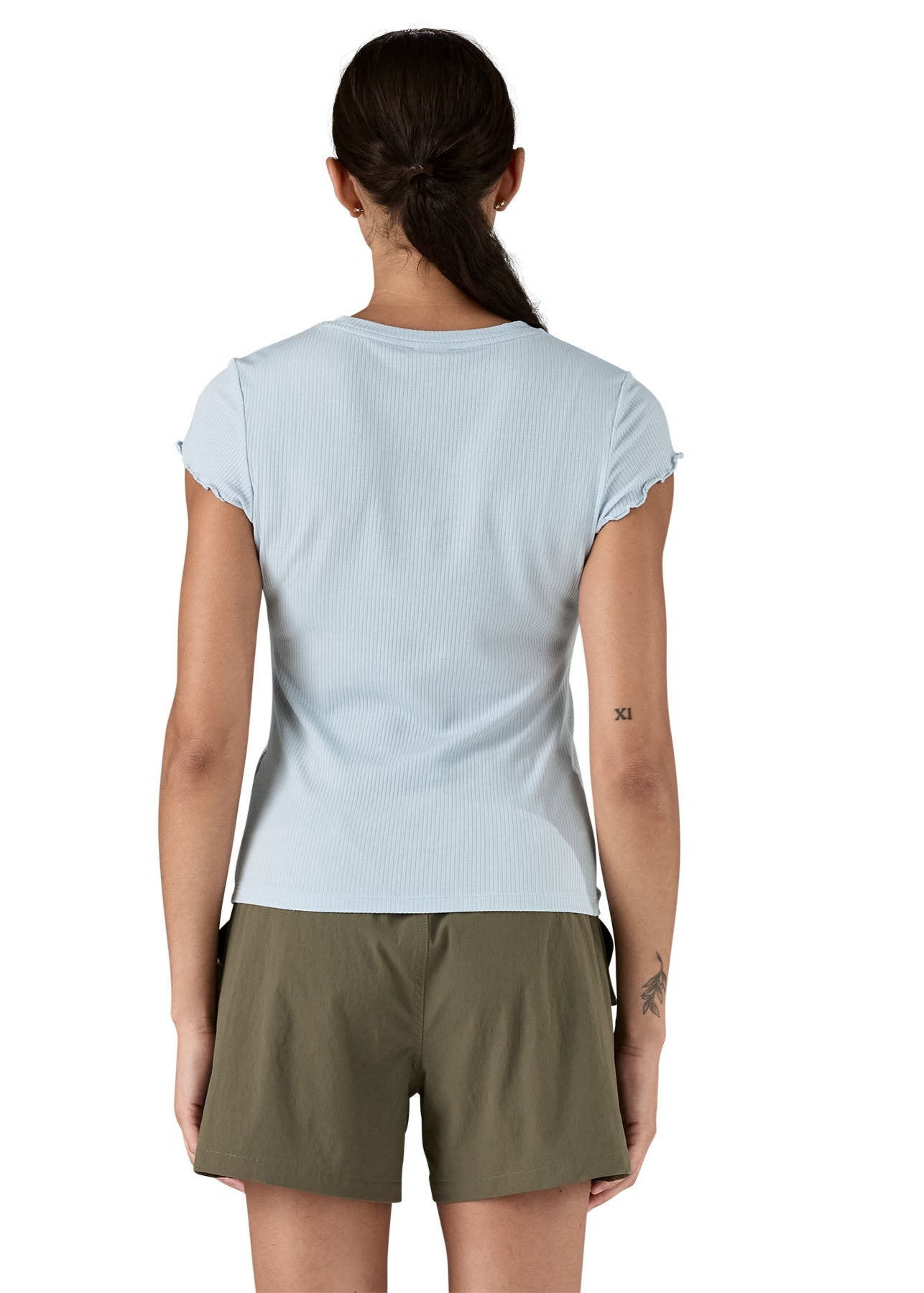 T-shirt côtelé en tencel | bleu ciel "rib knit top - fleck blue"