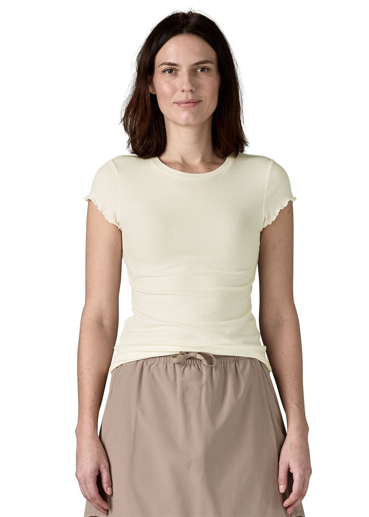T-shirt côtelé en tencel | blanc 'w's rib knit top - white'