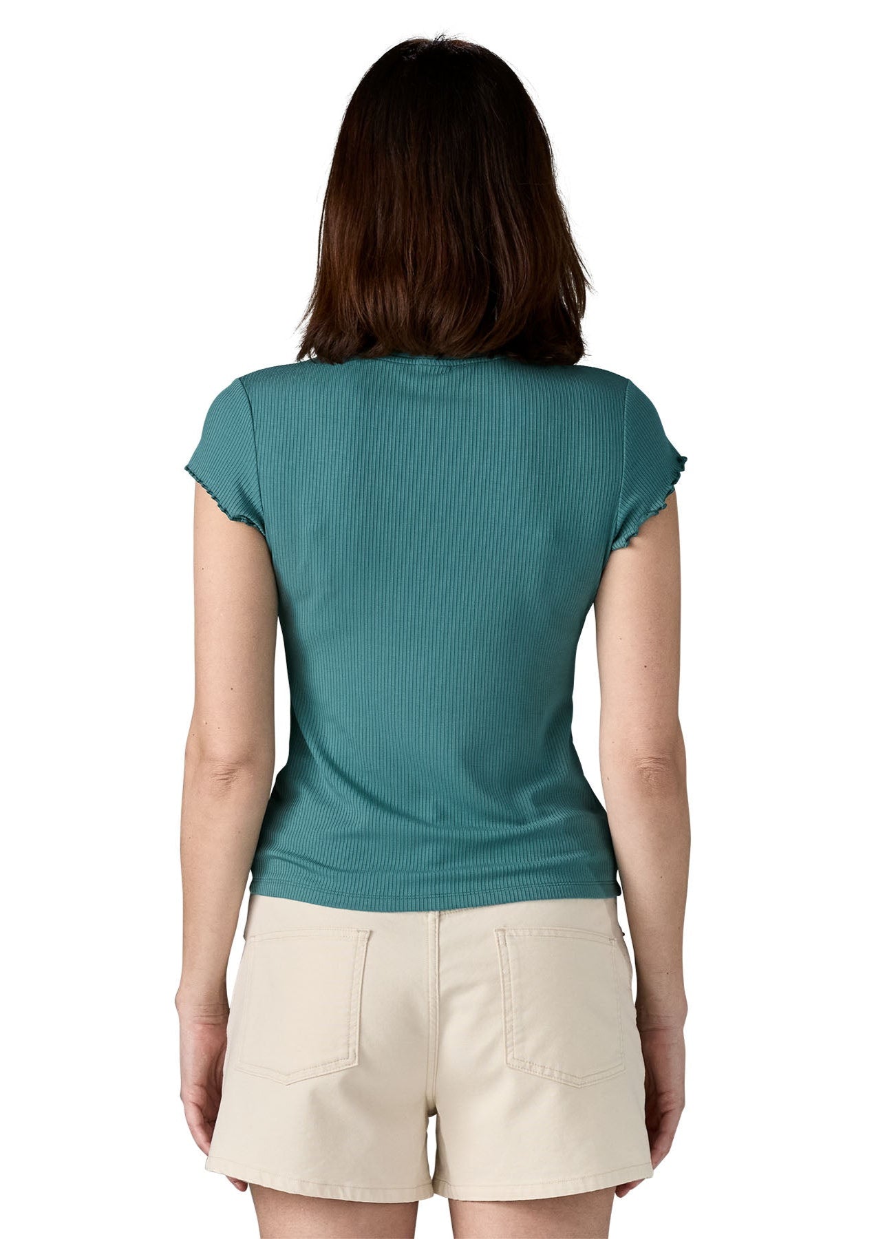 T-shirt en tencel | turquoise "w's rib knit top"