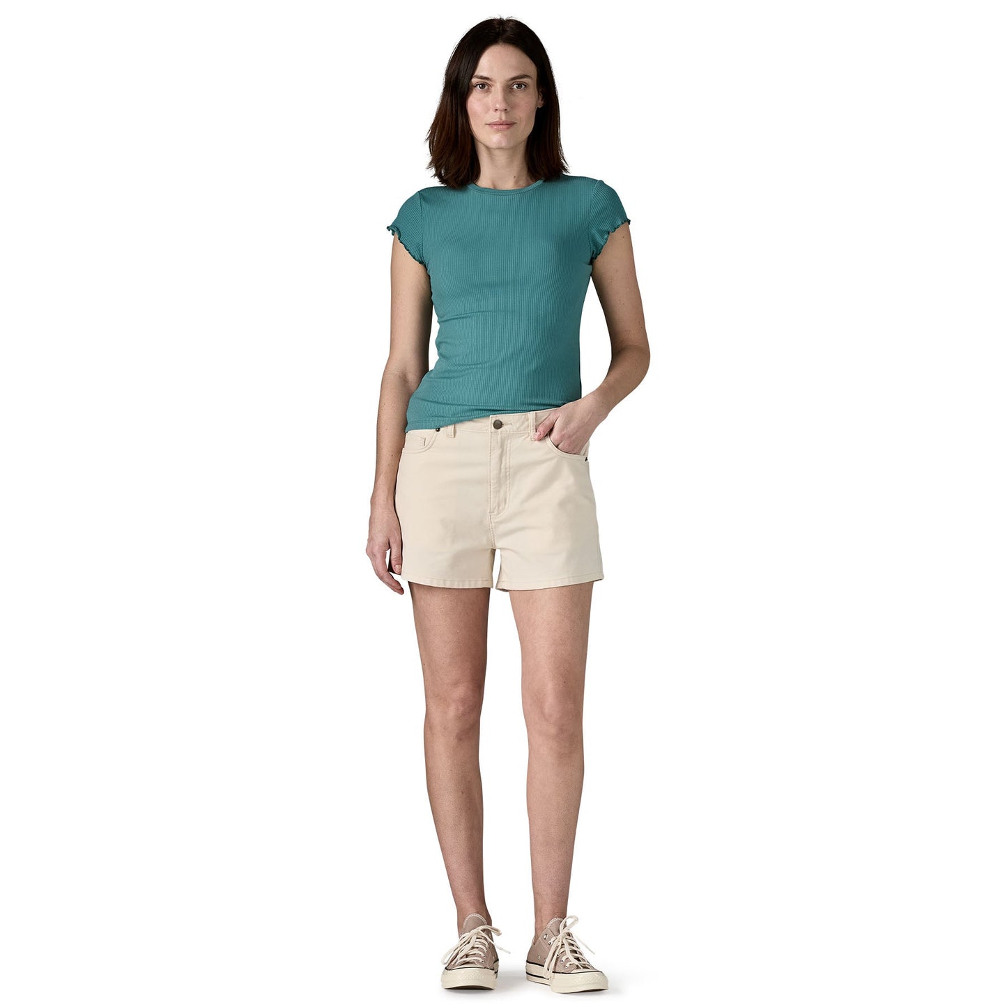 T-shirt en tencel | turquoise "w's rib knit top"