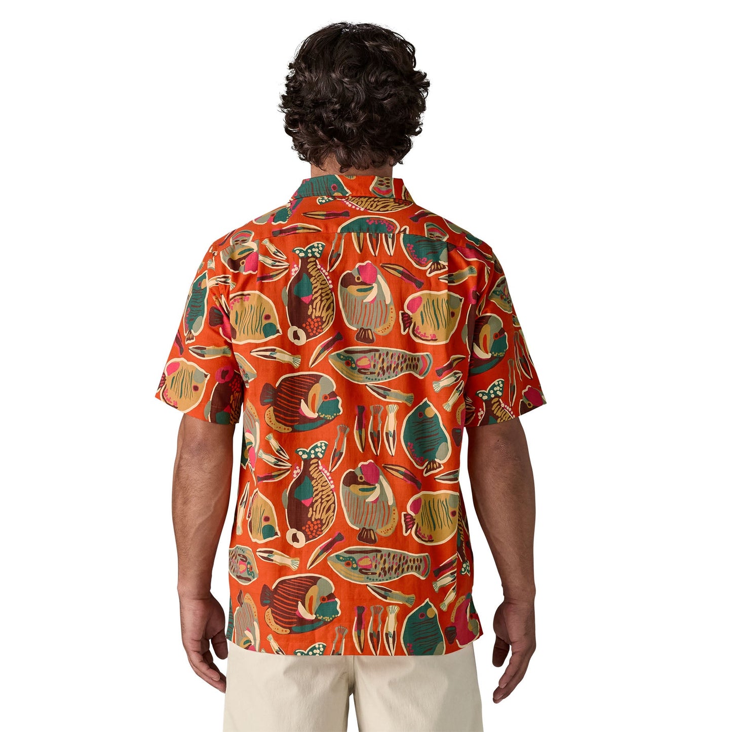 Chemise en coton bio | multicolore "tidal threads camp shirt - wrasse: pollinator orange"