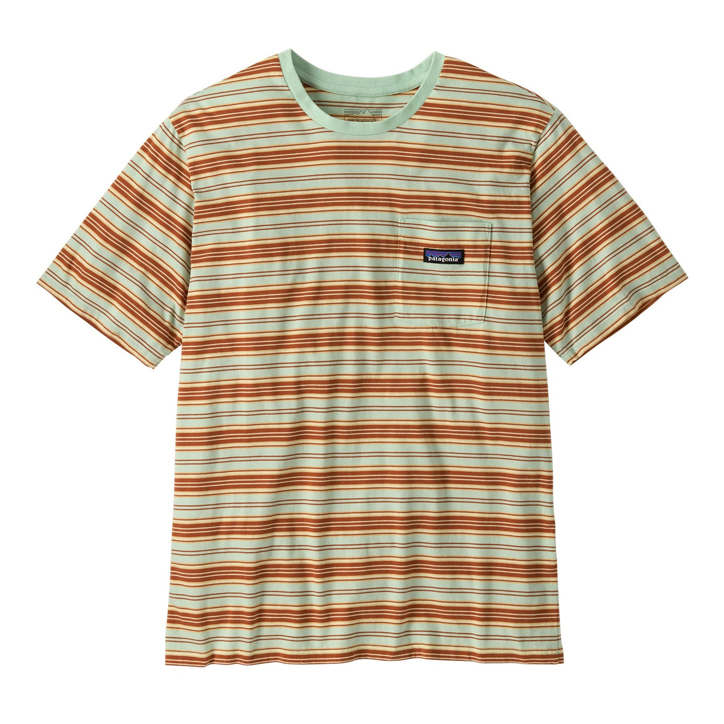 T-shirt en coton bio | rayé "daily pocket tee - summer camp: rinsed green"
