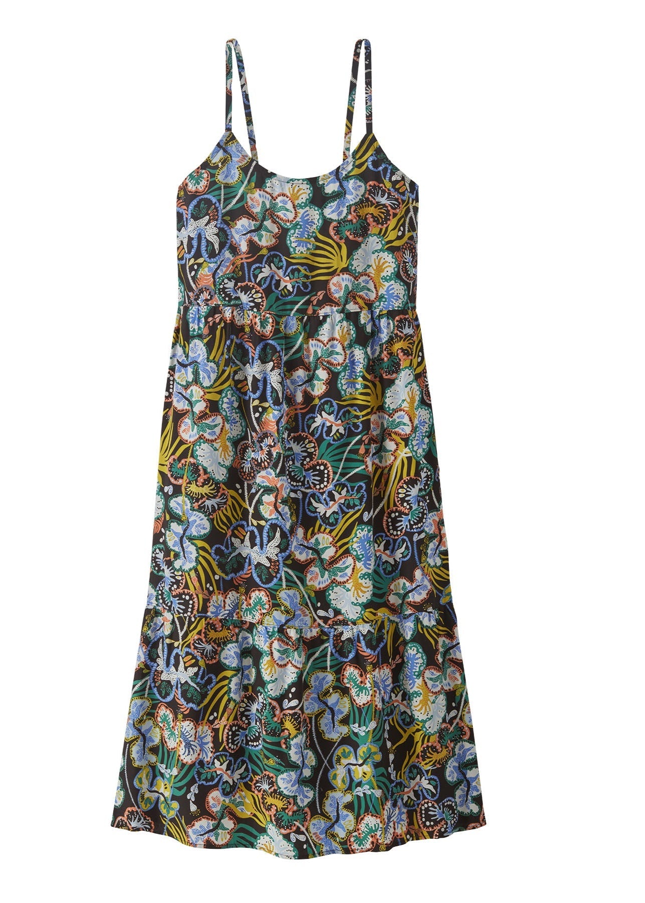 Robe imprimé à volants | multicolore "tidal threads dress - undersea: black"