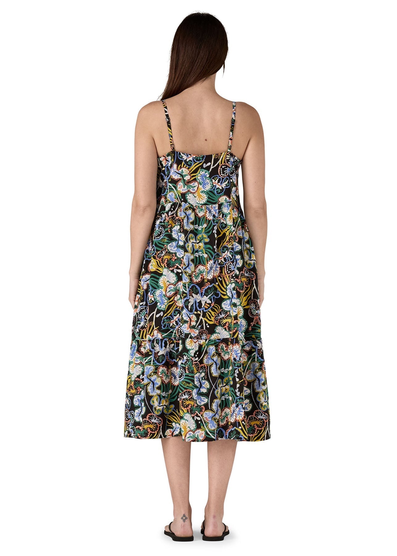 Robe imprimé à volants | multicolore "tidal threads dress - undersea: black"