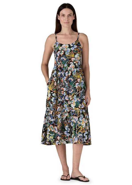 Robe imprimé à volants | multicolore "tidal threads dress - undersea: black"