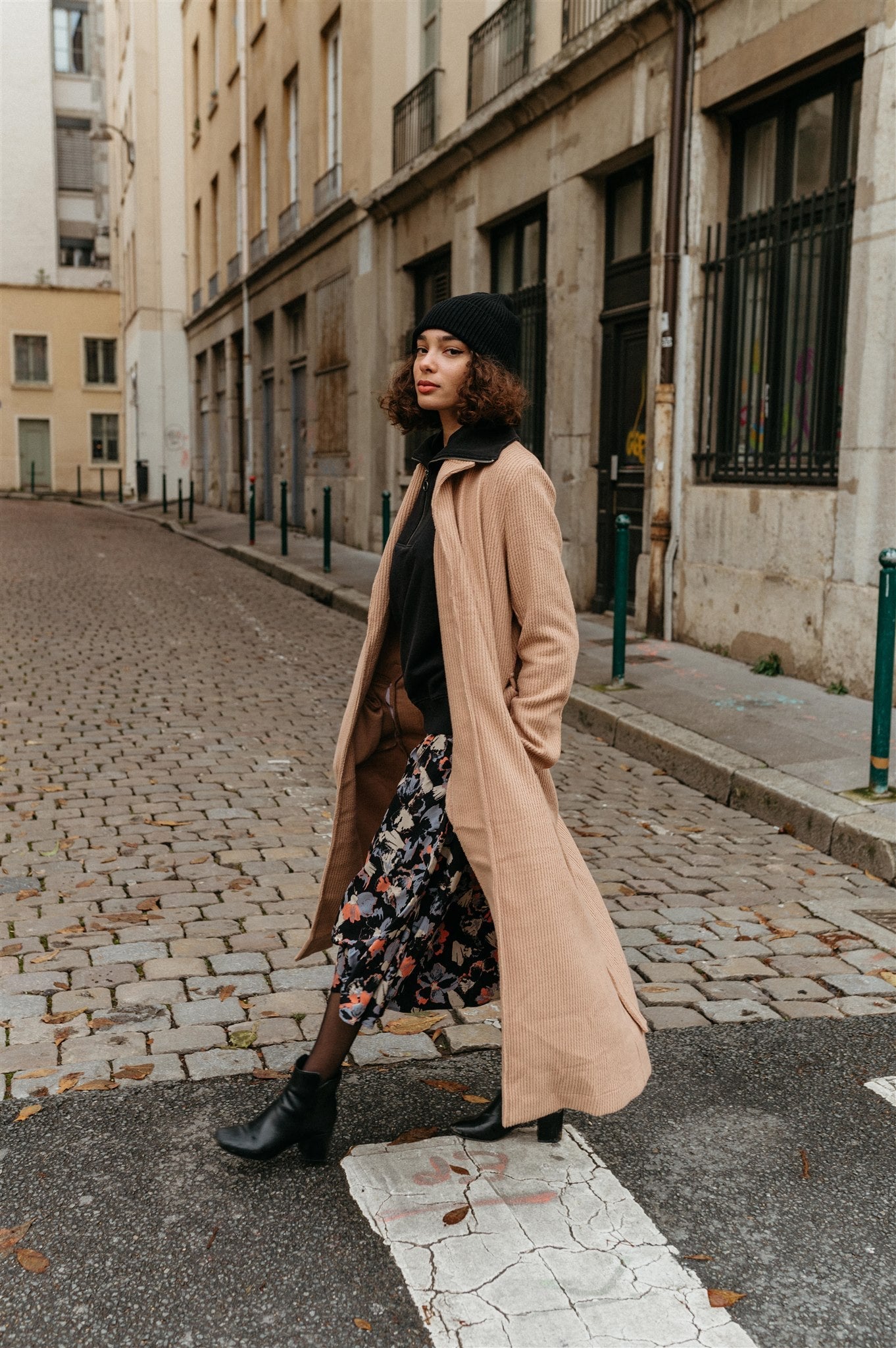 Manteau long beige en coton bio - Gramarcy