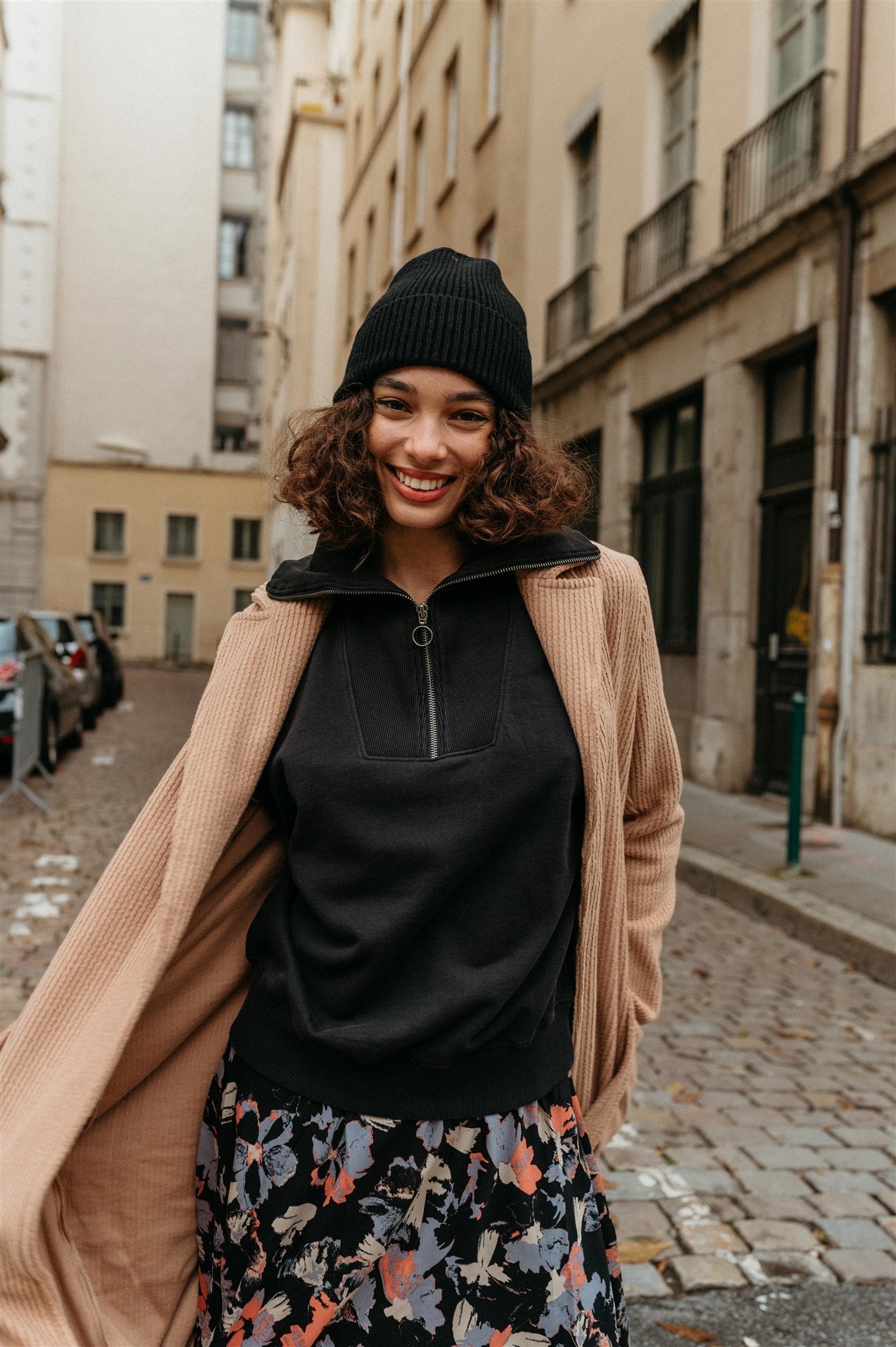 Manteau long beige en coton bio - Gramarcy