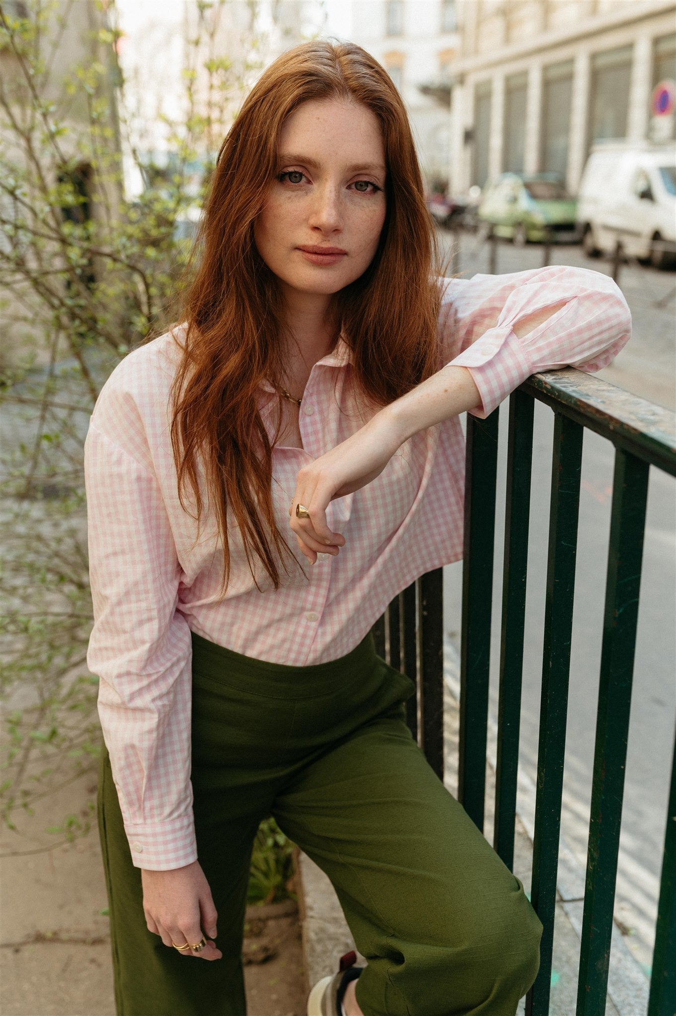 Chemise vichy rose en coton bio - MEDA gingham pink