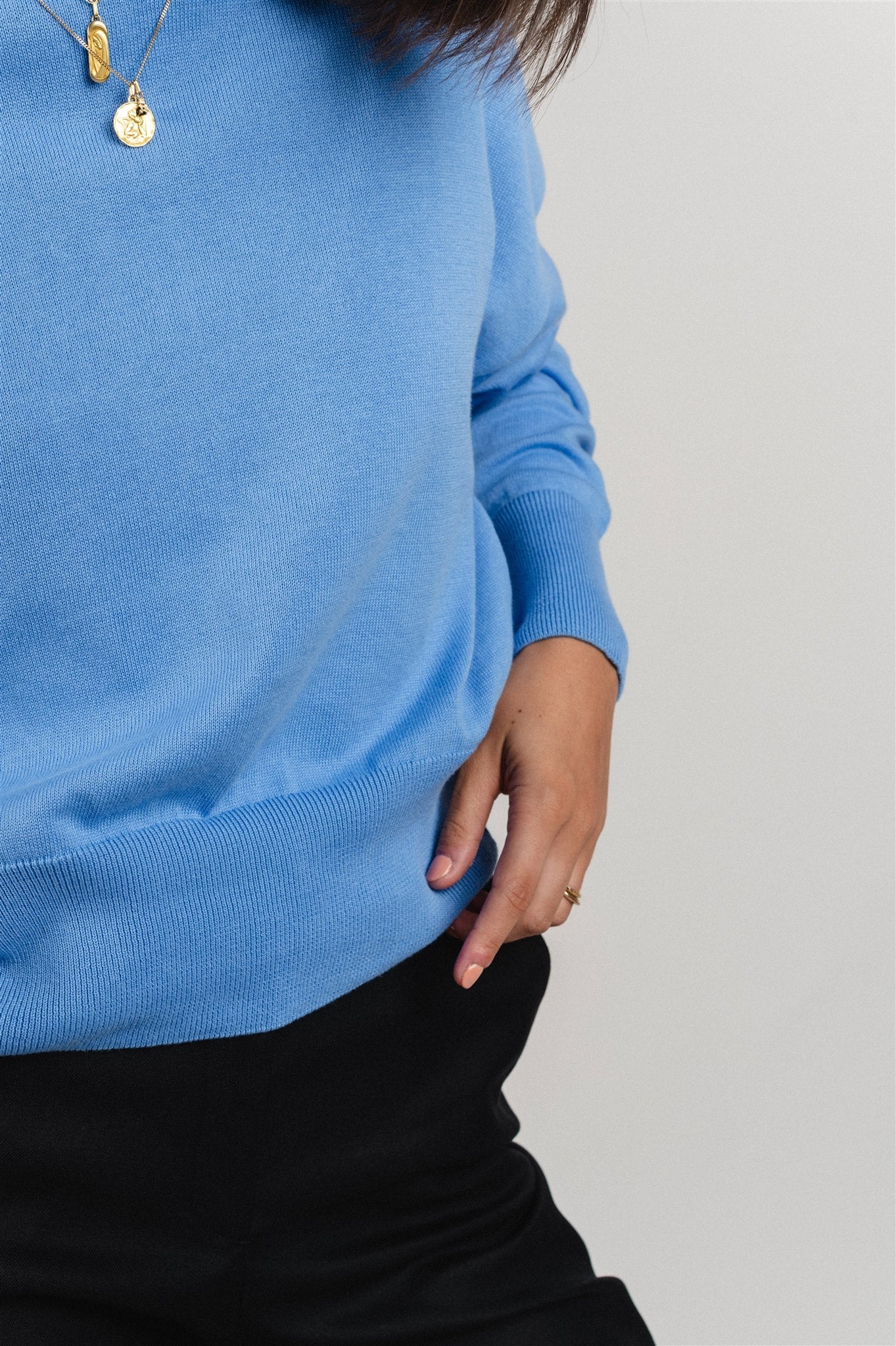 Pull oversize en coton bio | Bleu "yin azure blue"