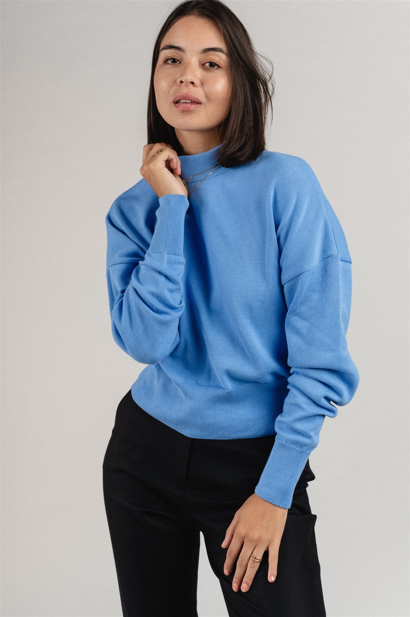 Pull oversize en coton bio | Bleu "yin azure blue"