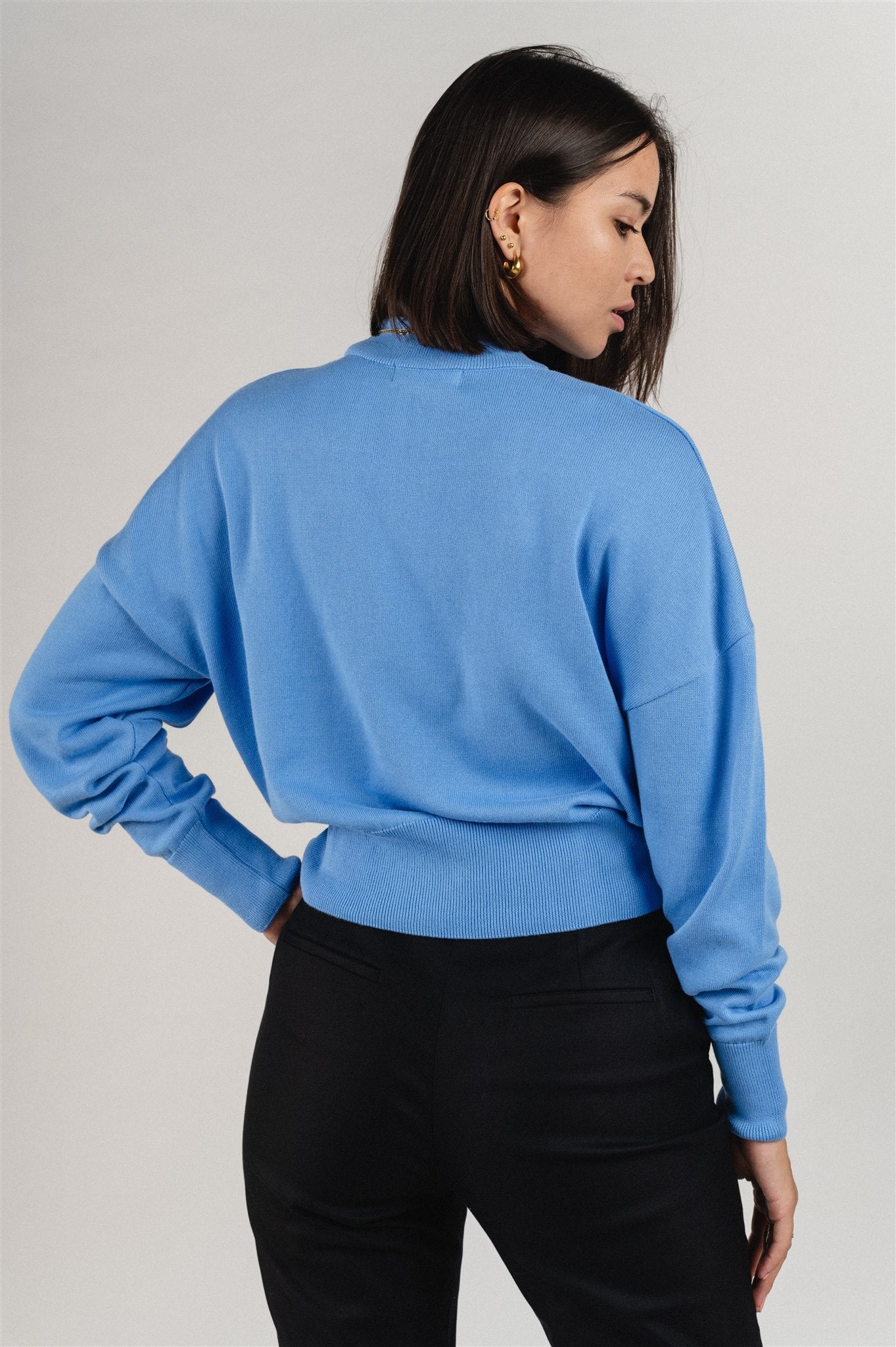 Pull oversize en coton bio | Bleu "yin azure blue"