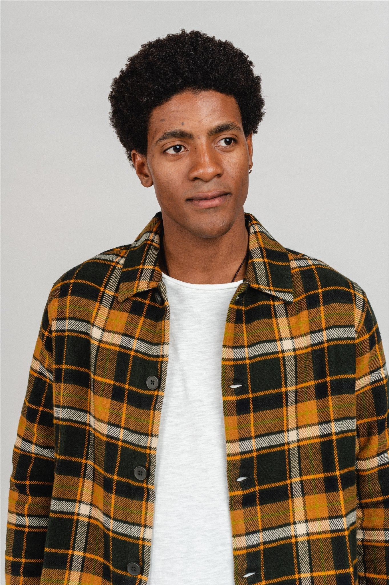 Surchemise épaisse flanelle orange à carreaux en coton bio - big checked heavy flannel forrest night