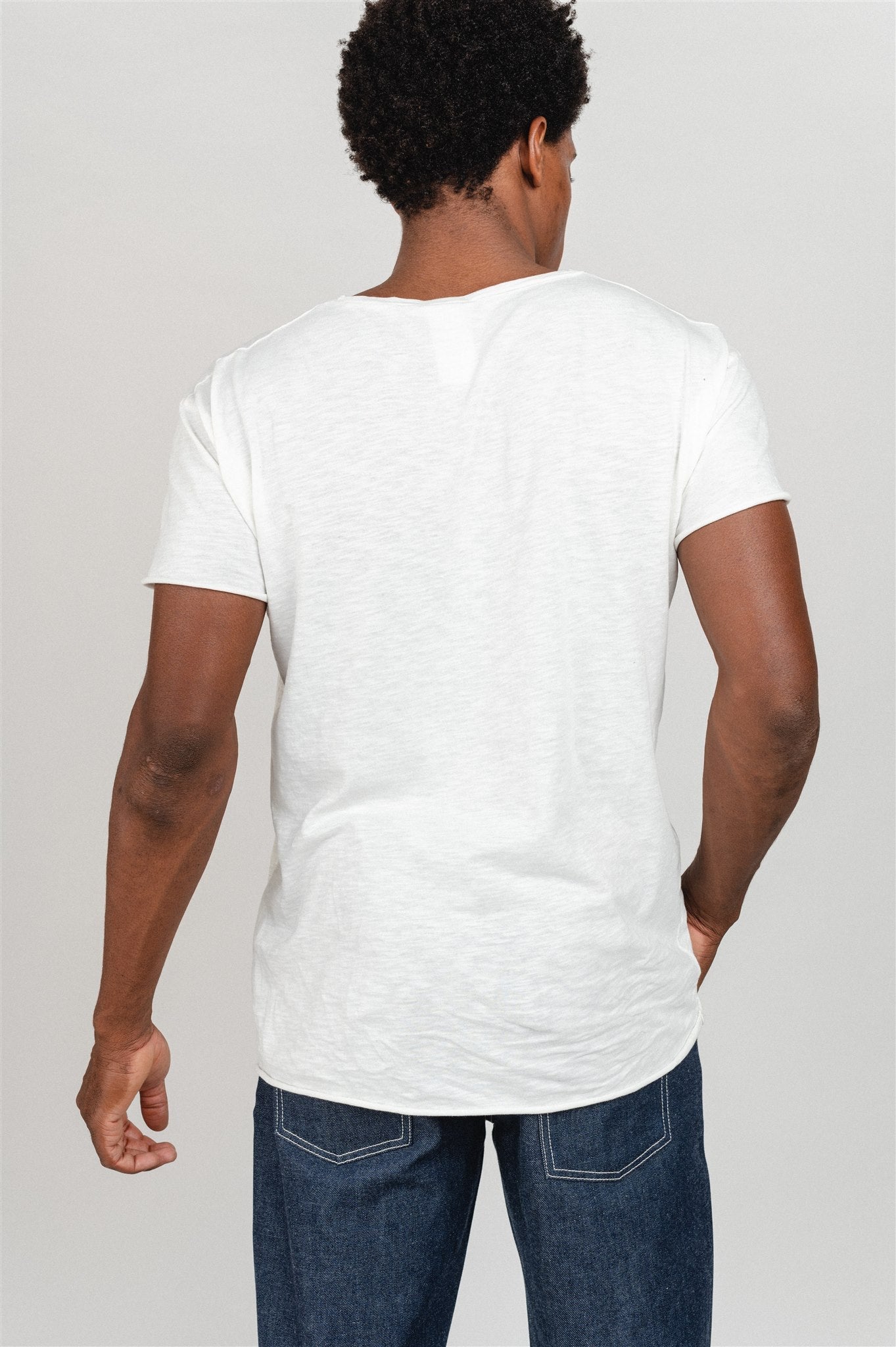 T-shirt ample manches courtes en coton bio | blanc "Roger slub offwhite"