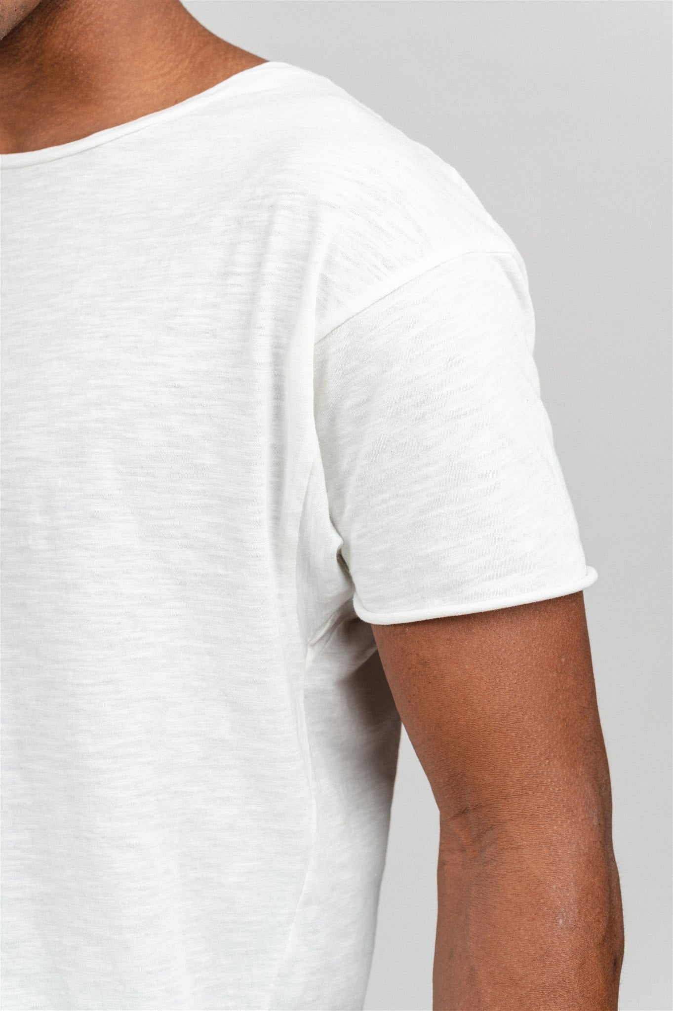 T-shirt ample manches courtes en coton bio | blanc "Roger slub offwhite"