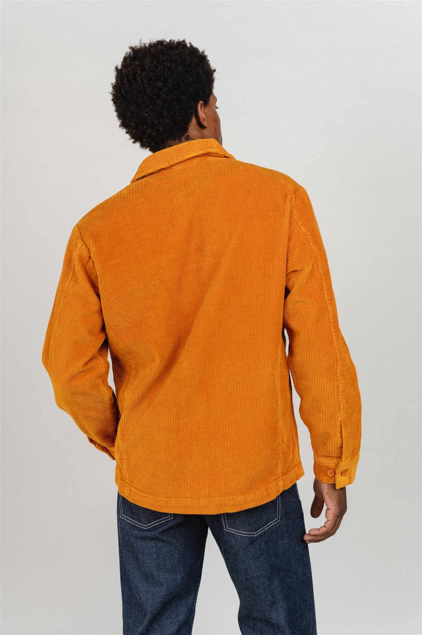 Veste orange en velours de coton bio - 8-wales corduroy overshirt desert sun